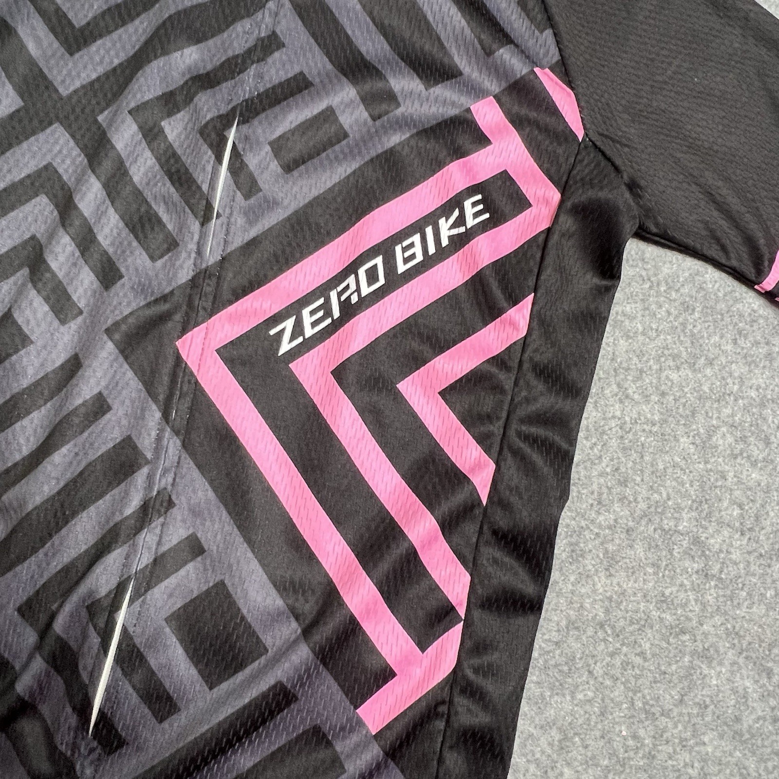 Zero Bike Womens Full Zip Cycling Jersey Pink Gray Black Size S