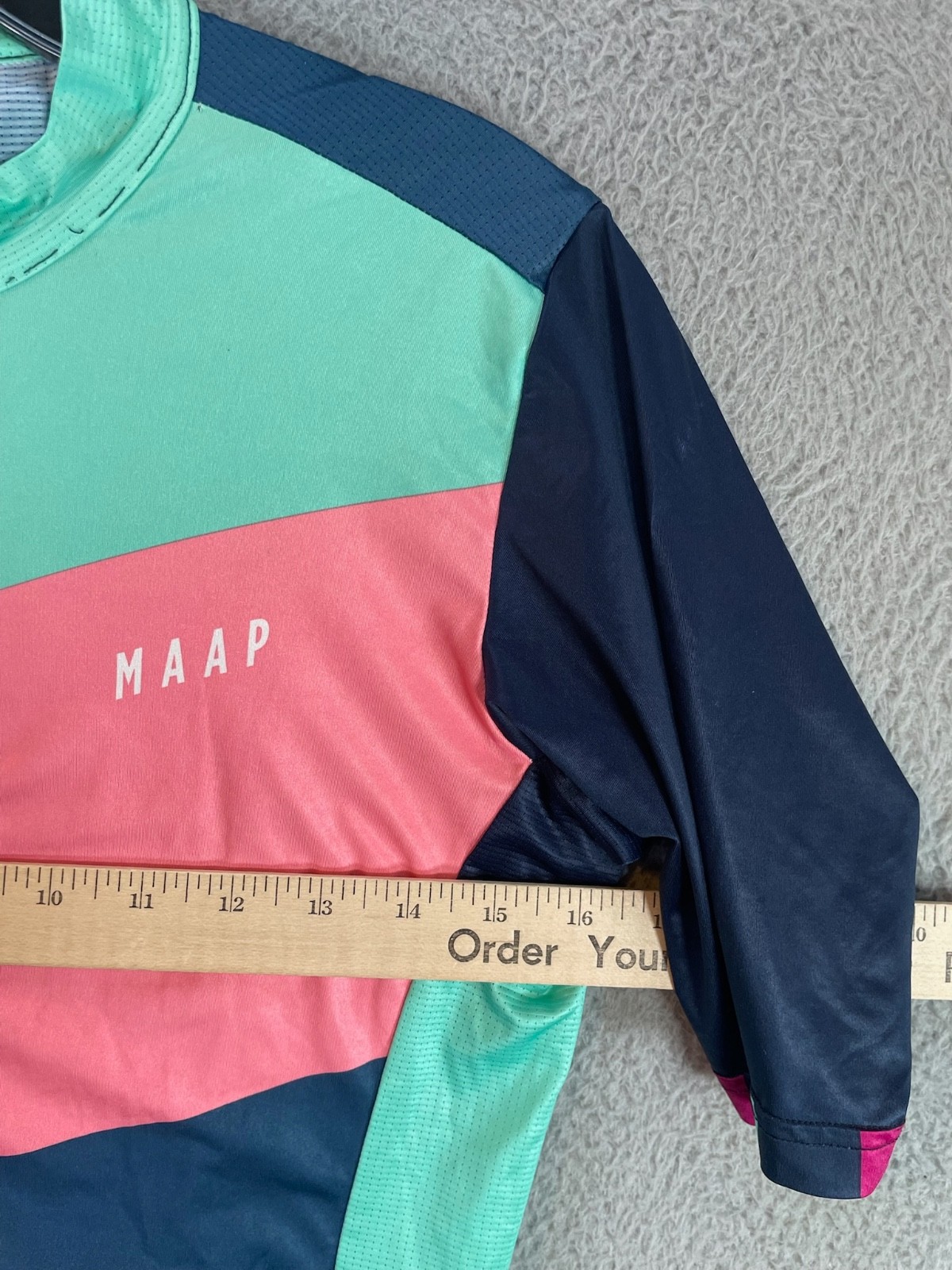 MAAP Cycling Jersey Womens Extra Small Green Colorful Color block Pockets Bikel