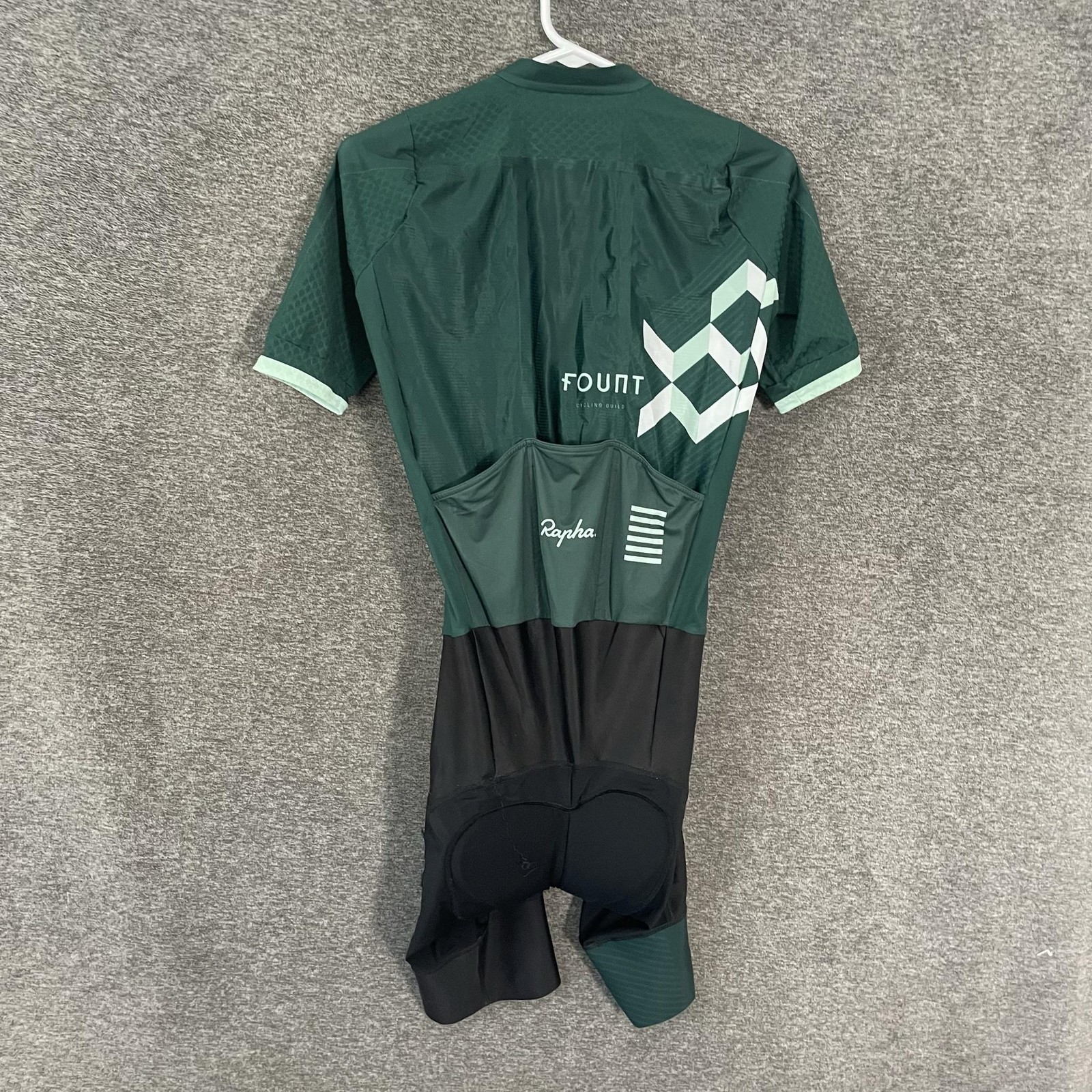 Rapha Pro Team Aerosuit Skinsuit Mens Medium Green Fount Cycling Short Sleeve