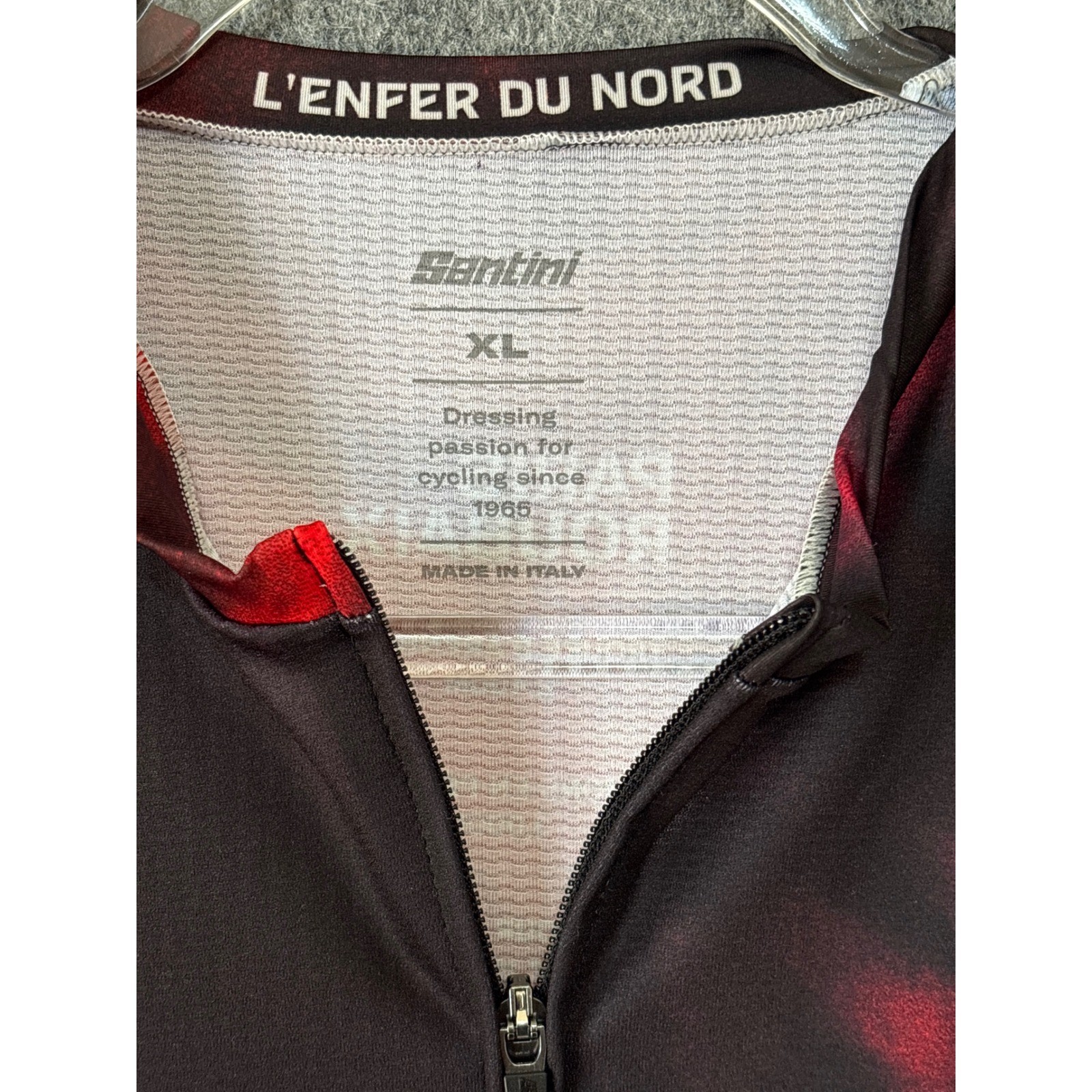 Santini Paris Roubaix L’Enfer du Nord Cycling Jersey Red Black Mens XL Italy