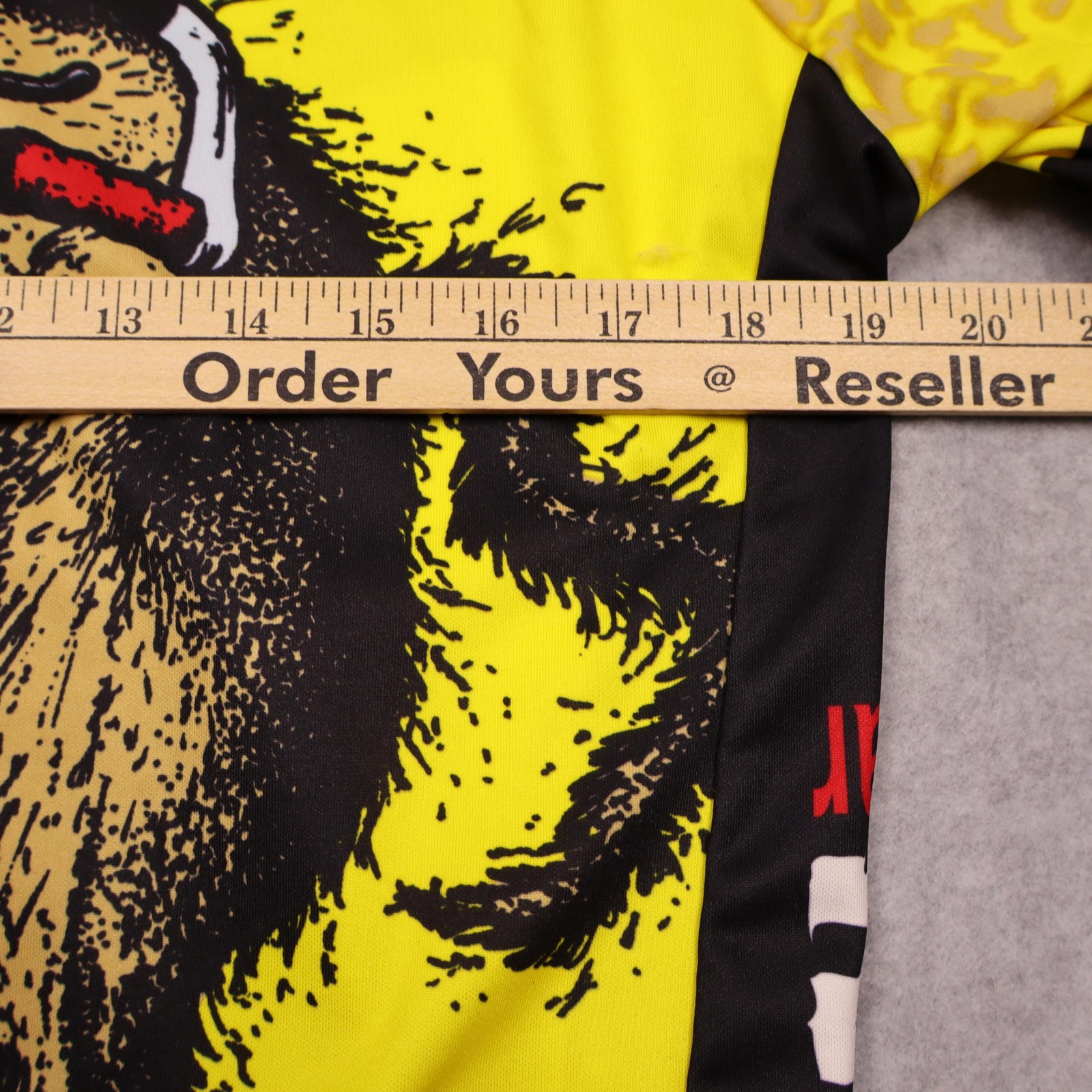 Primal Wear Cycling Jersey Mens Medium Yellow Top Dog Eat Cog Graphic Full Zip