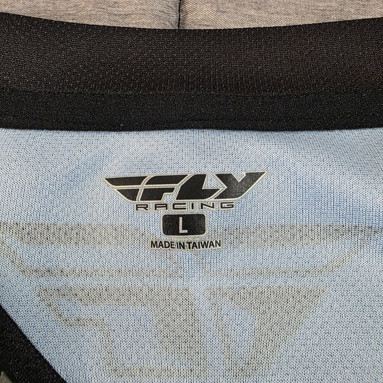 Fly Racing MTB BMX Bicycle Jersey Mens Large Short Sleeve Blue Black Stretch