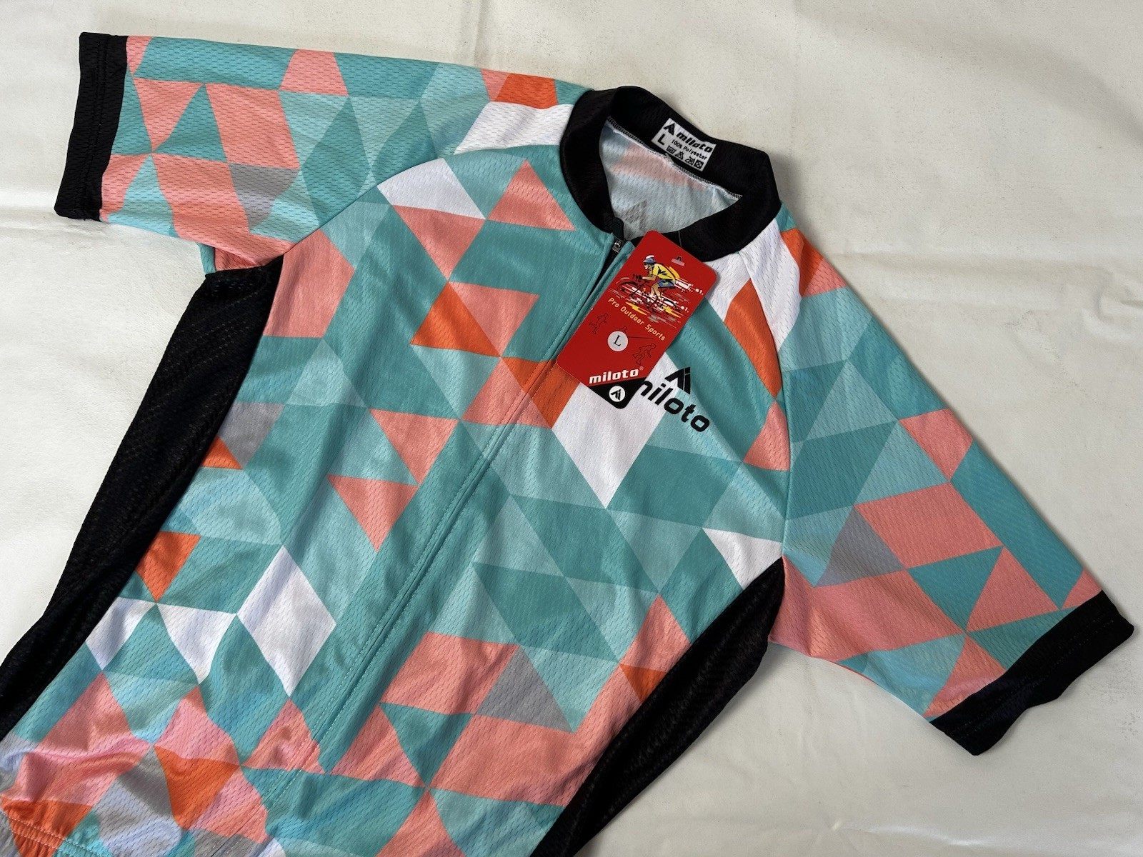 NWT Miloto Cycling Jersey Adult Large Full Zip Multicolor Graphic Cycling Shirt