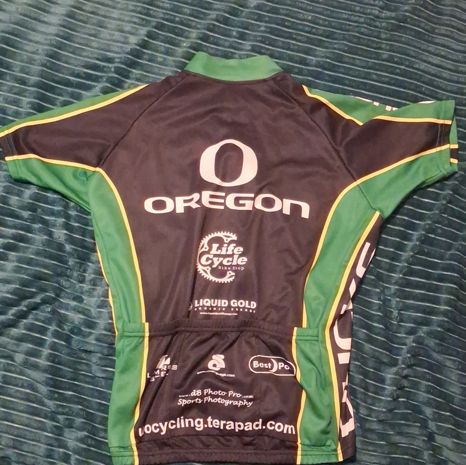 Champ-Sys Oregon Ducks Cycling Jersey M Green/Black/Yellow Full Zip Pockets
