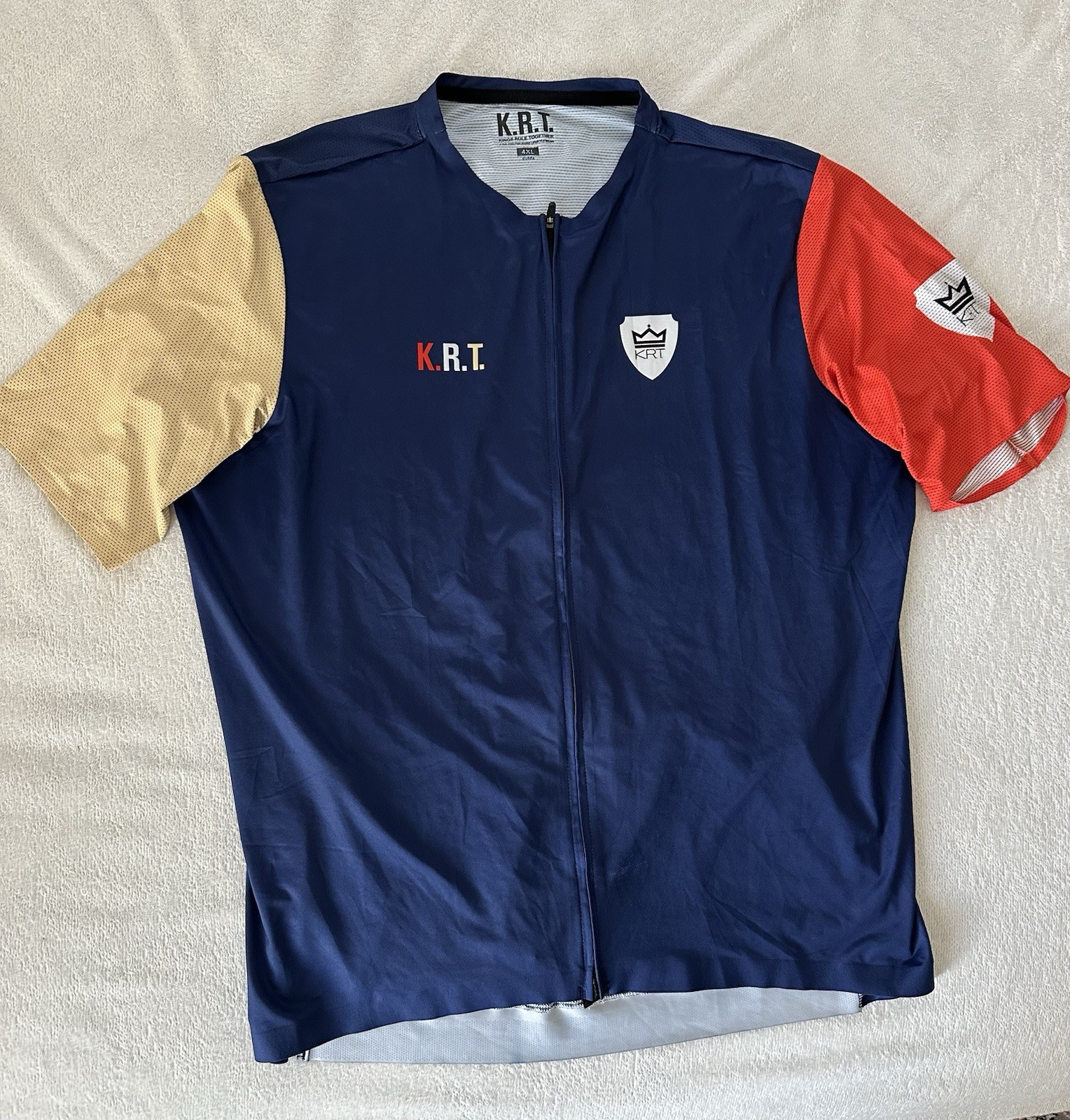 KRT Kings Rule Together Cycling Shirt Yellow/Navy/Red Sz 4XL