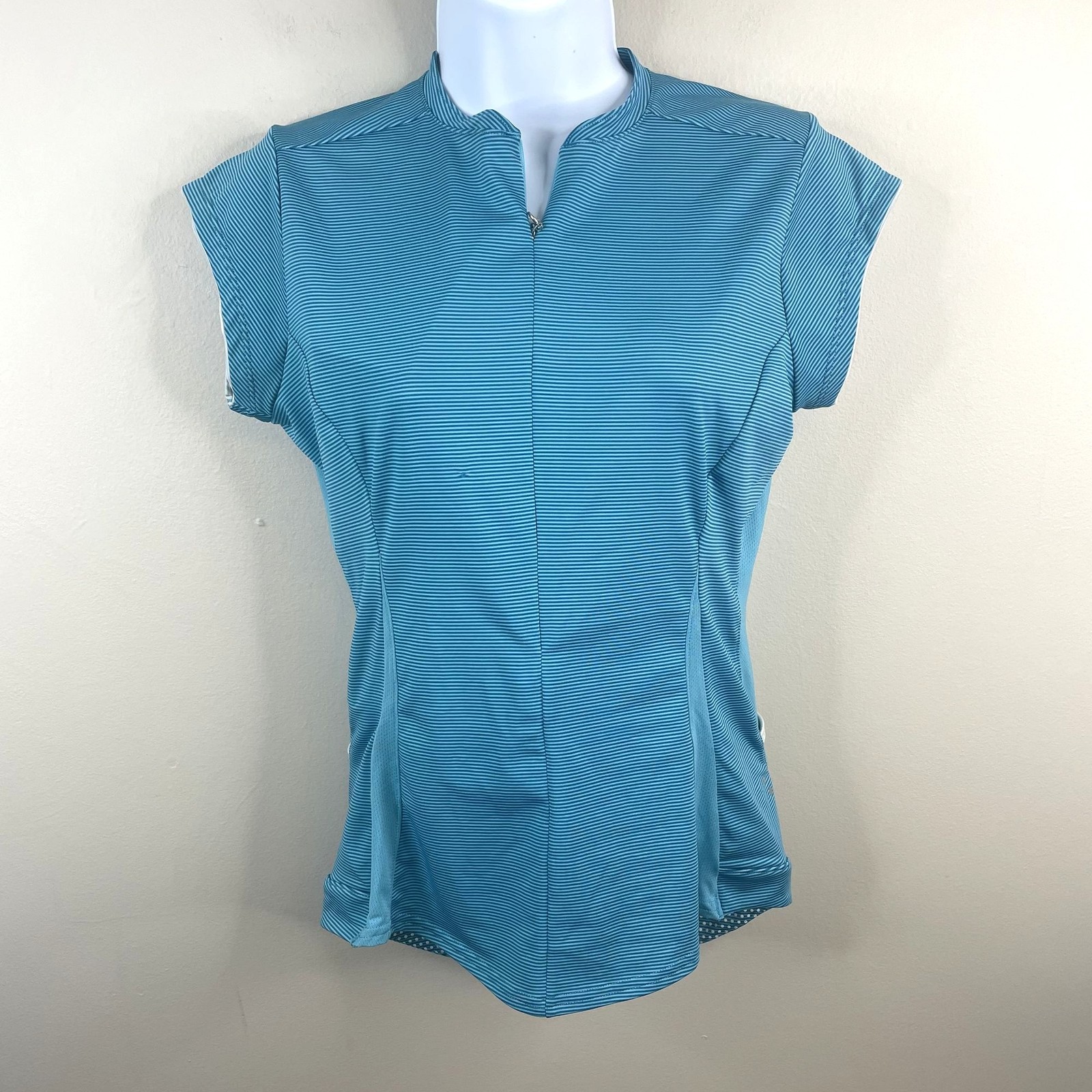 Bontrager Cycling Jersey Top NWT Women Medium Blue Fitted Half Zip Back Pockets