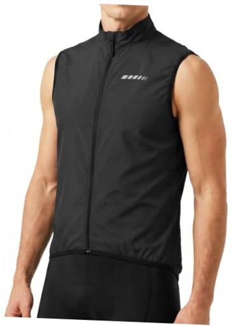 Men’s Windproof Cycling Vest, Full-Zip Sleeveless Bike Gilet | XX-Large Black