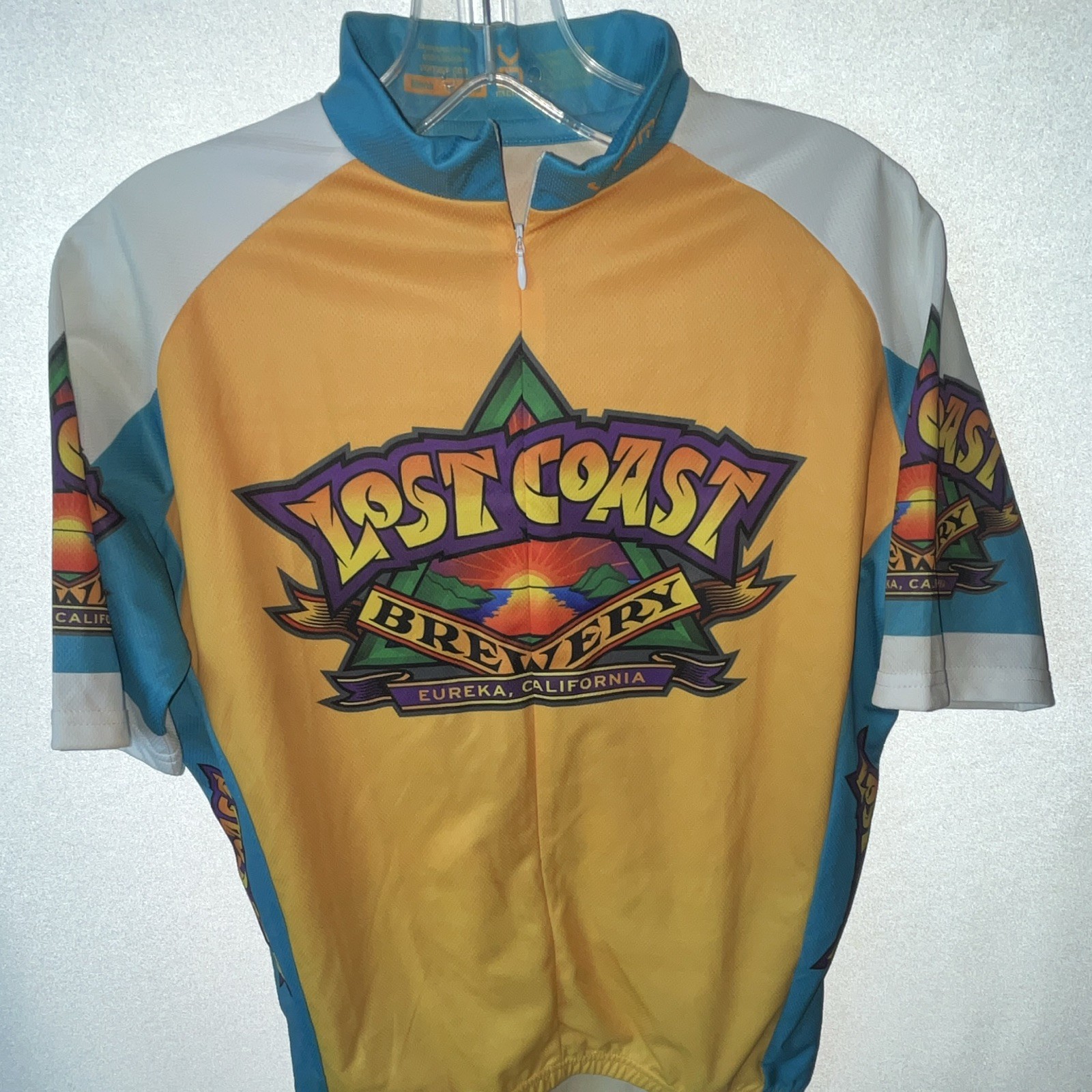 VOmax Lost Coast Brewery Great White Cycling Jersey Mens 1/4 Zip M