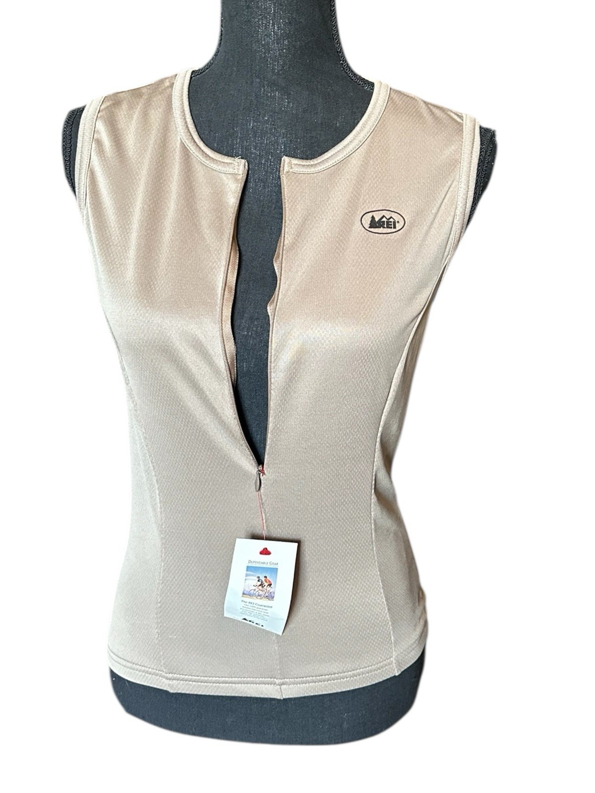 Vintage REI Sleeveless Cycling Jersey Women’s Small NOS USA Camel Green