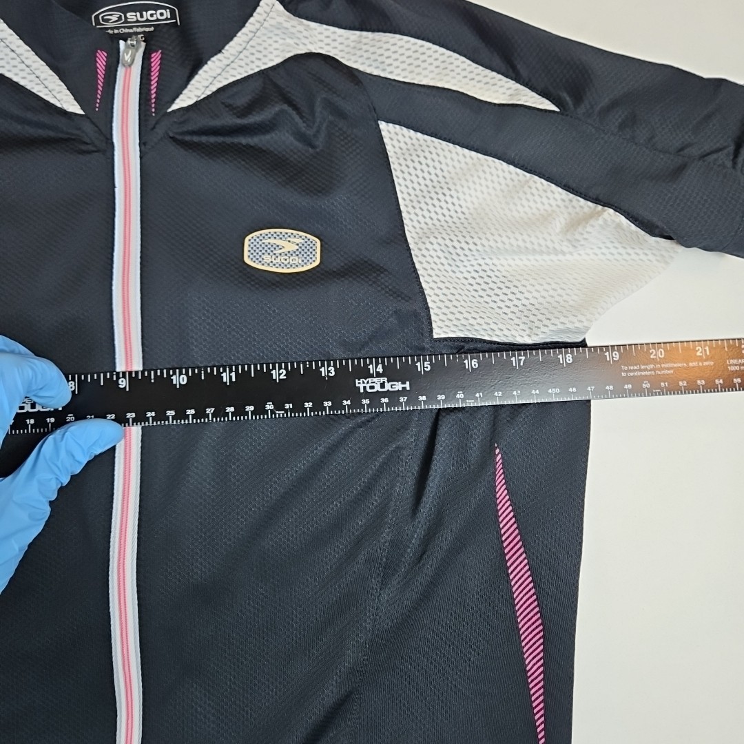 Sugoi RS Cycling Jersey Womens Large Black White Pink Full Zip 57307F Bike Shirt
