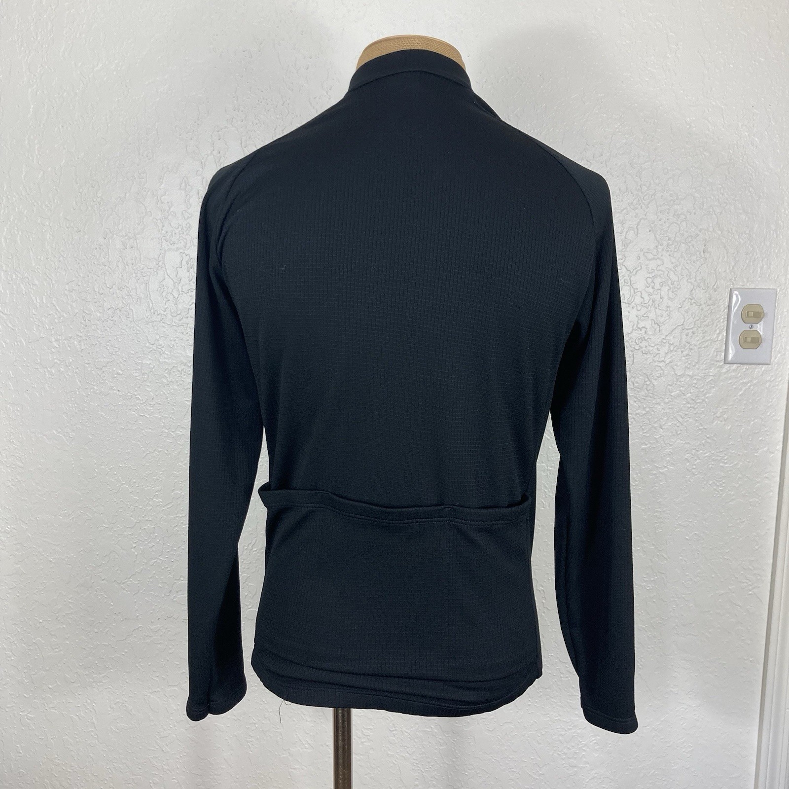 Giordana Cycling Jersey Shirt Top Mens Medium Solid Black Full Zip Long-Sleeve