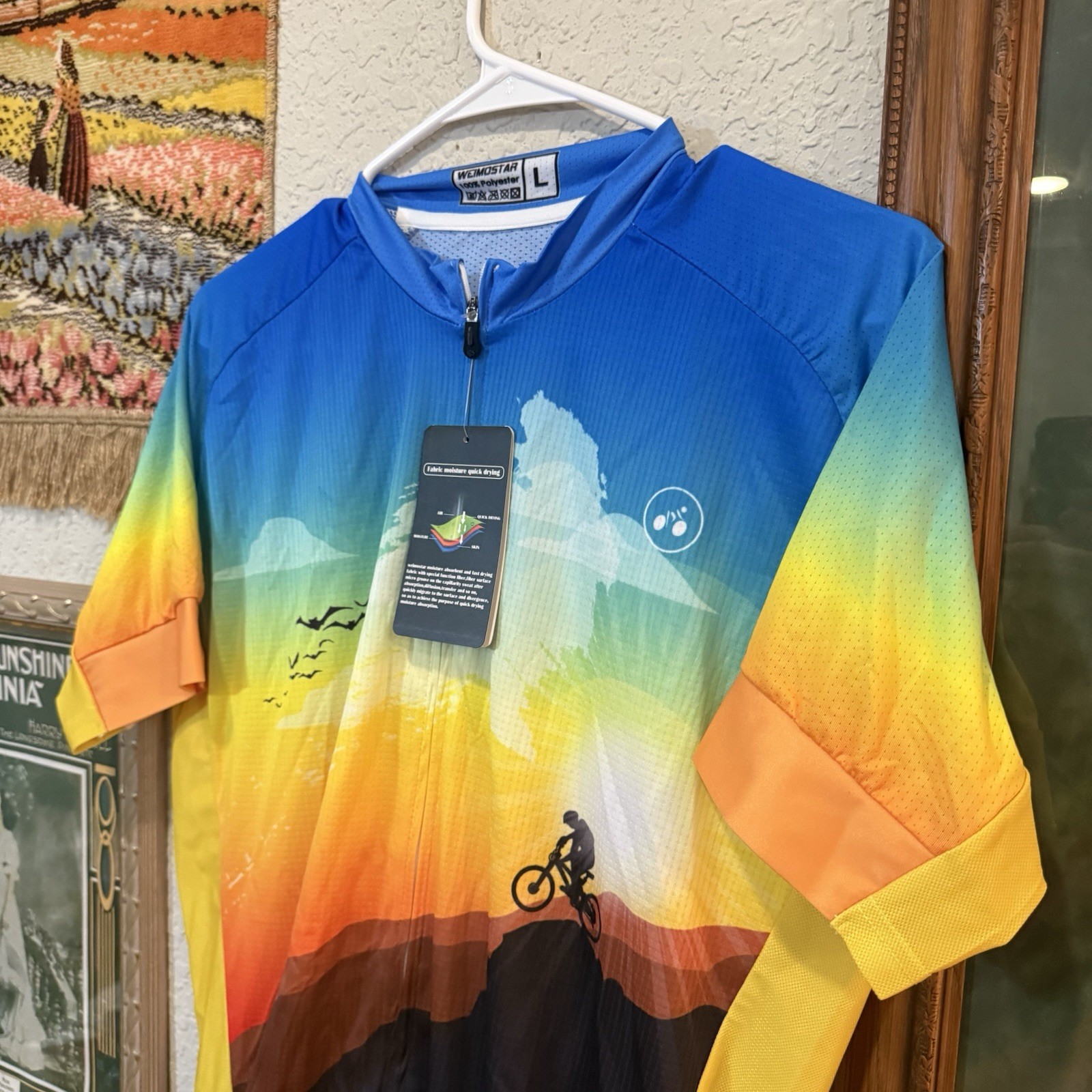 NWT RARE Colorful Weimostar Designer Sports Cycling Jersey Size Men’s Large
