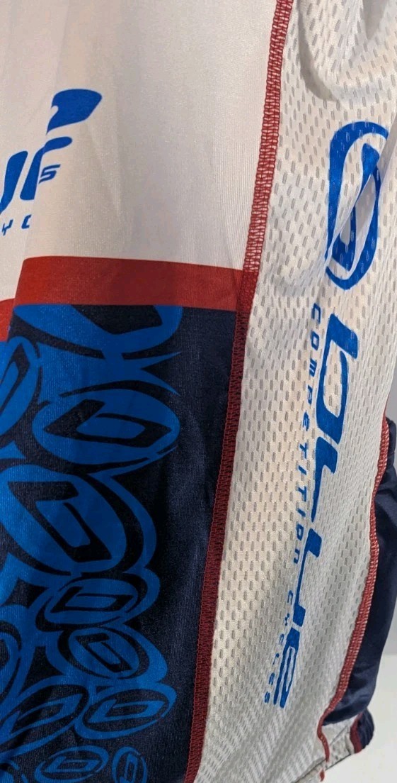 George Hincapie Cycling Jersey Blue Competition Cycles size Large White Pockets