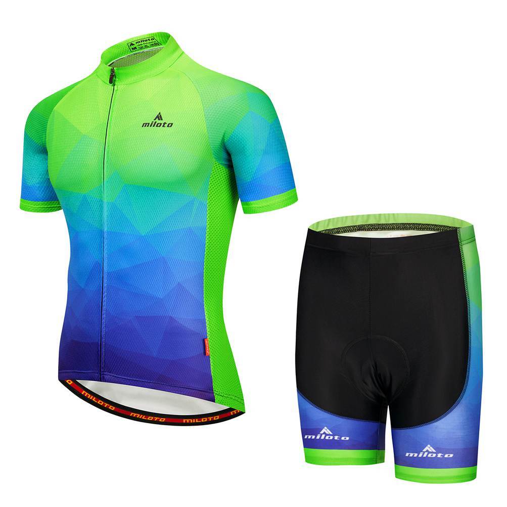 Men’s Blue-Green Cycling Jersey and (Bib) Shorts Padded Cycle Clothing Kit