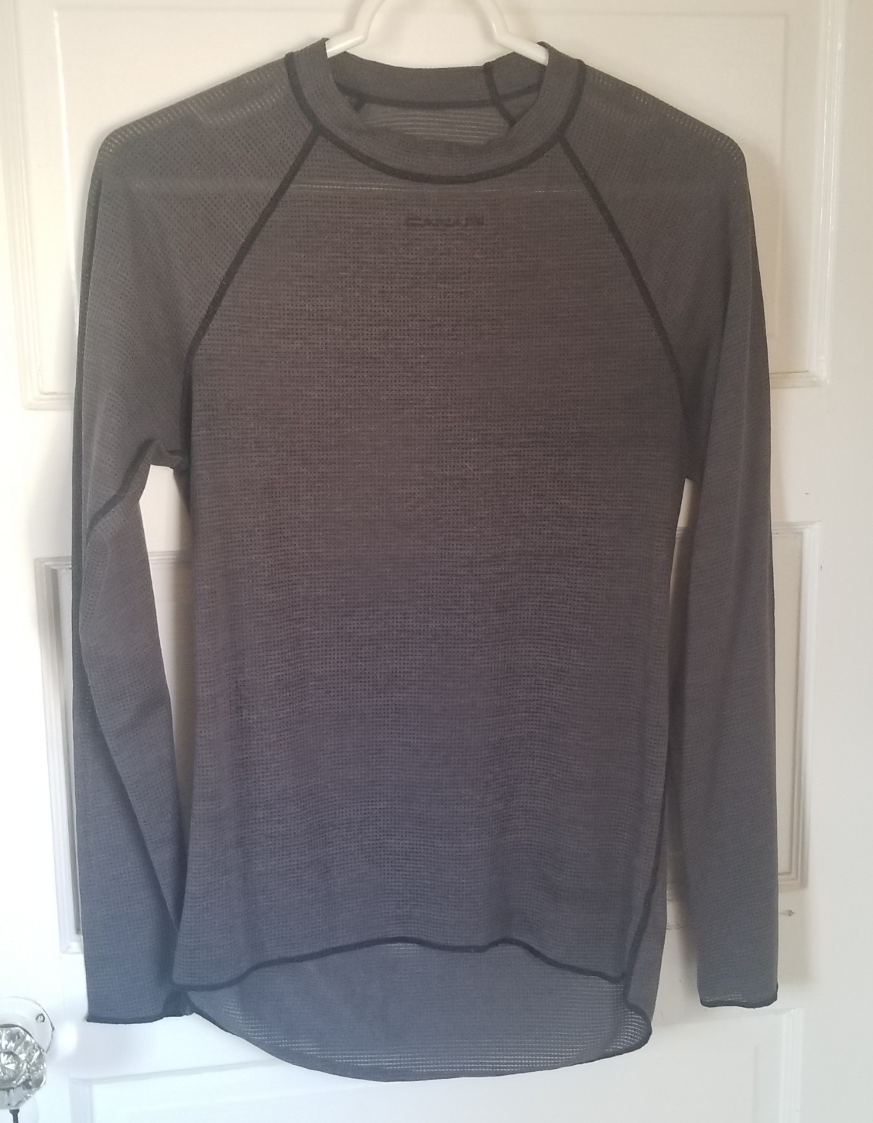 Canari Mens Charcoal Gray/Black Trim Logo Mesh Long Sleeve Cycling Jersey M