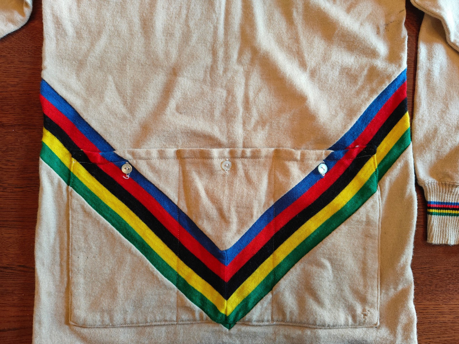 Vintage Campagnolo Embroidered World Champion Long Sl Solid Wool Jersey Size 3