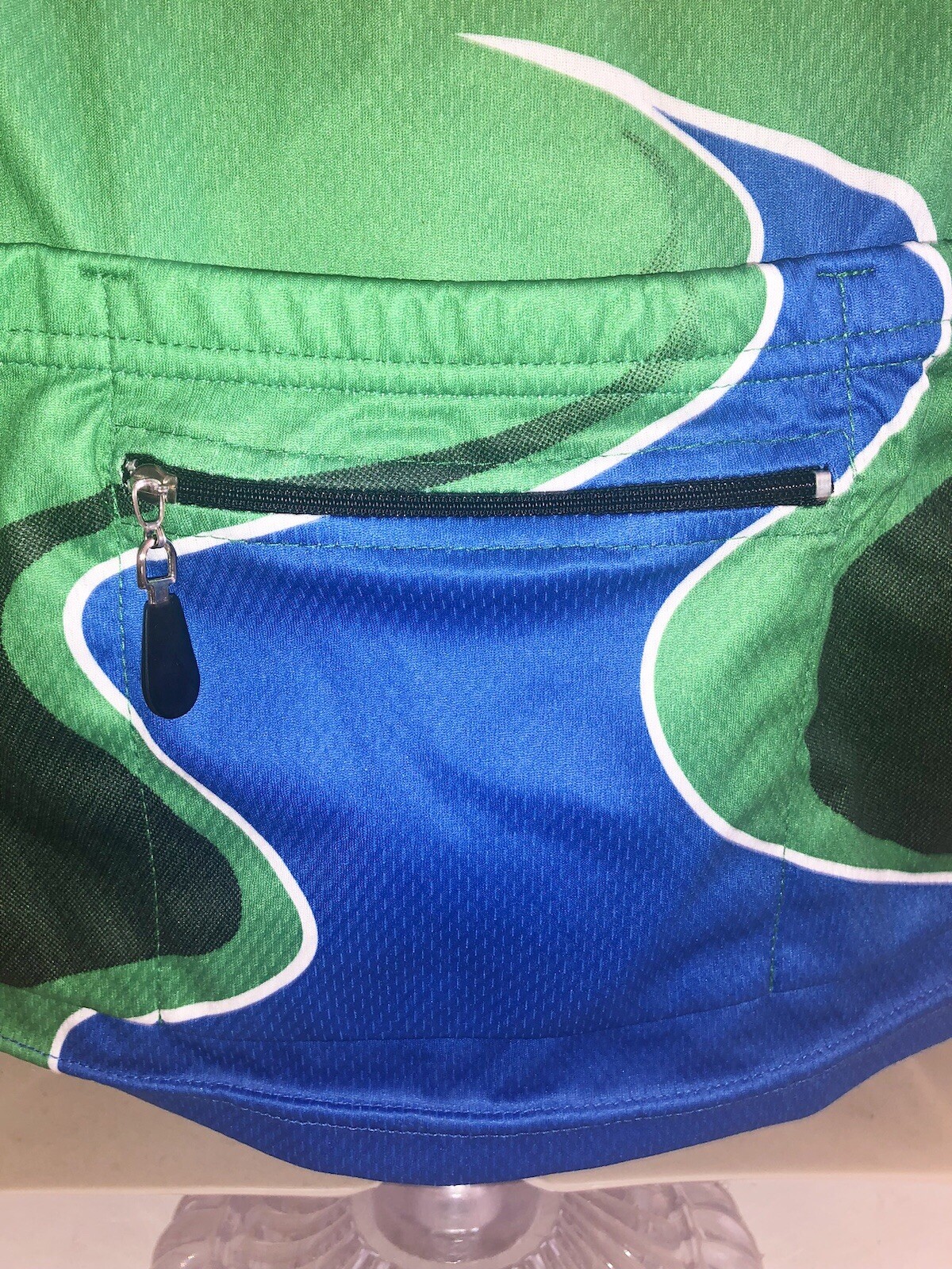Cycling Bike Jersey Mens Medium Yellow Green Black Short Sleeve Extra Pocket