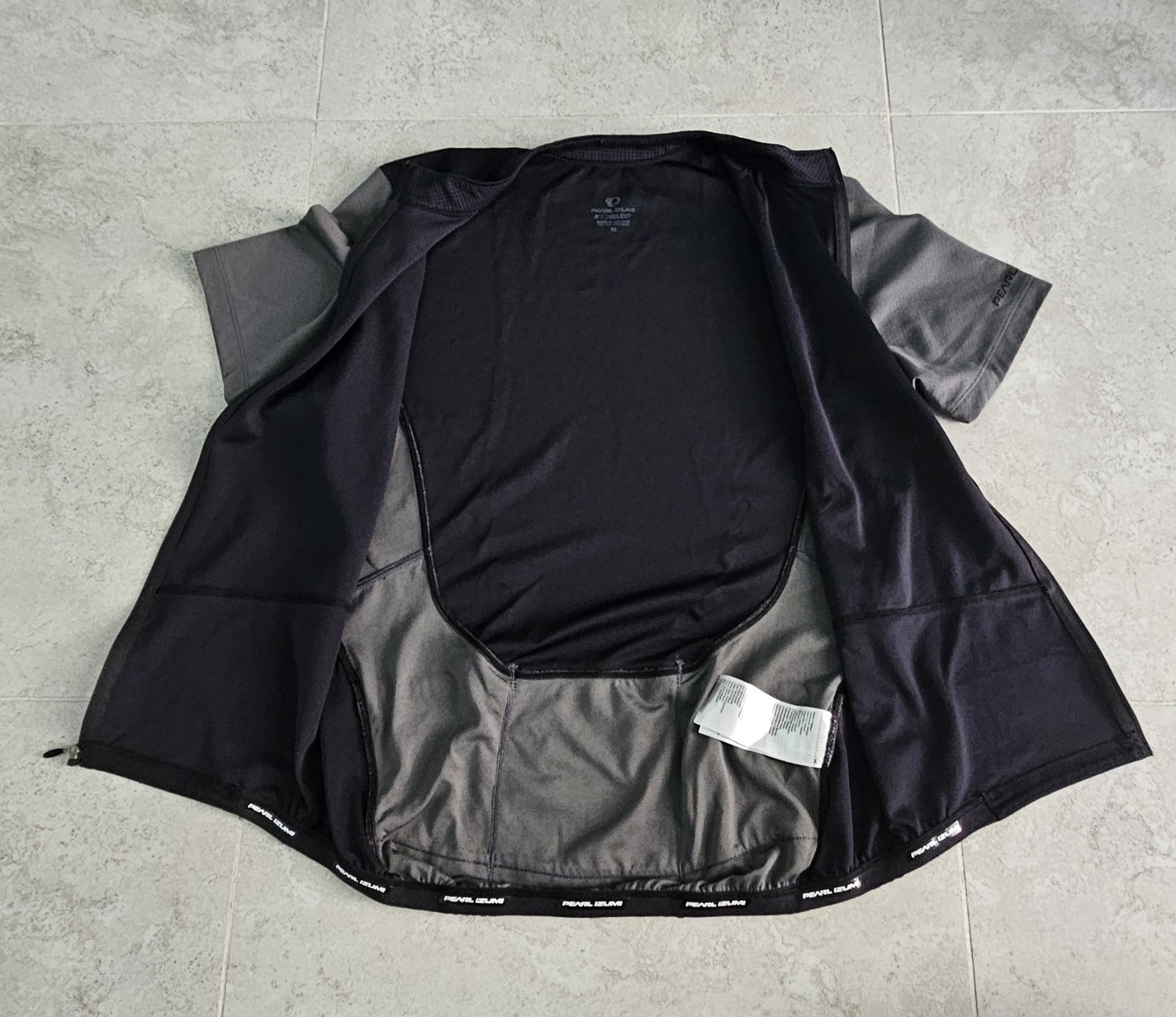 Pearl Izumi SELECT Mens Cycling Jersey Medium Black Gray Full Zip Bike Shirt