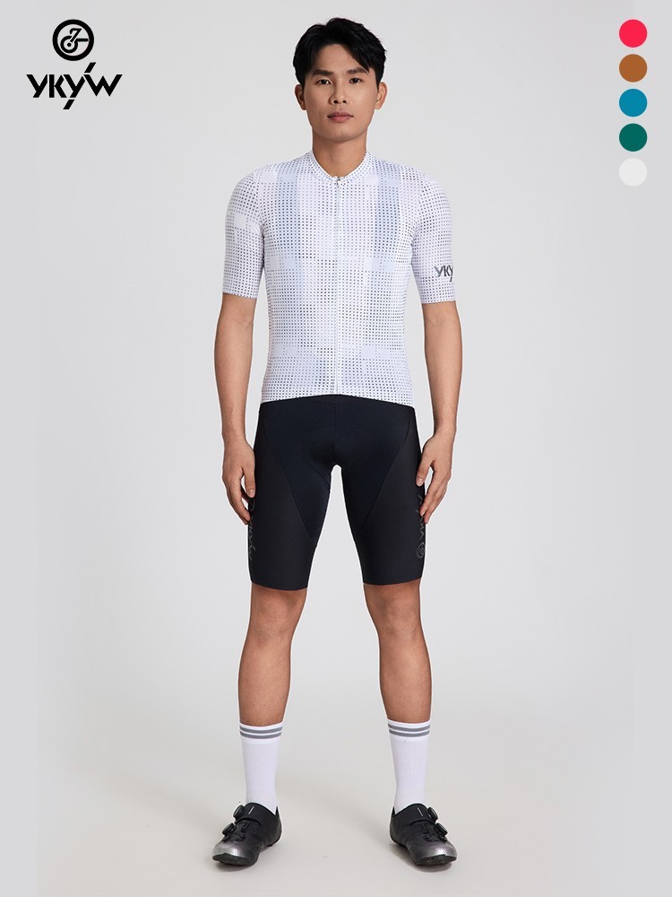 YKYW SPF50+ Mens Cycling Jersey Short Sleeve Seamless Road Bike Shirt Breathable