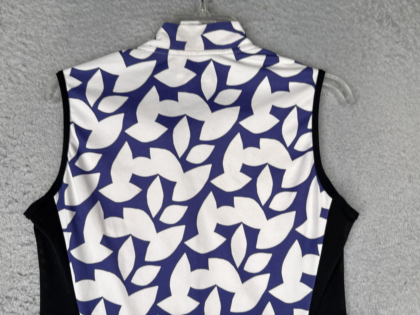 Terry Cycling Jersey Womens Medium Blue Floral Tank 1/4 Zip Pockets Bike