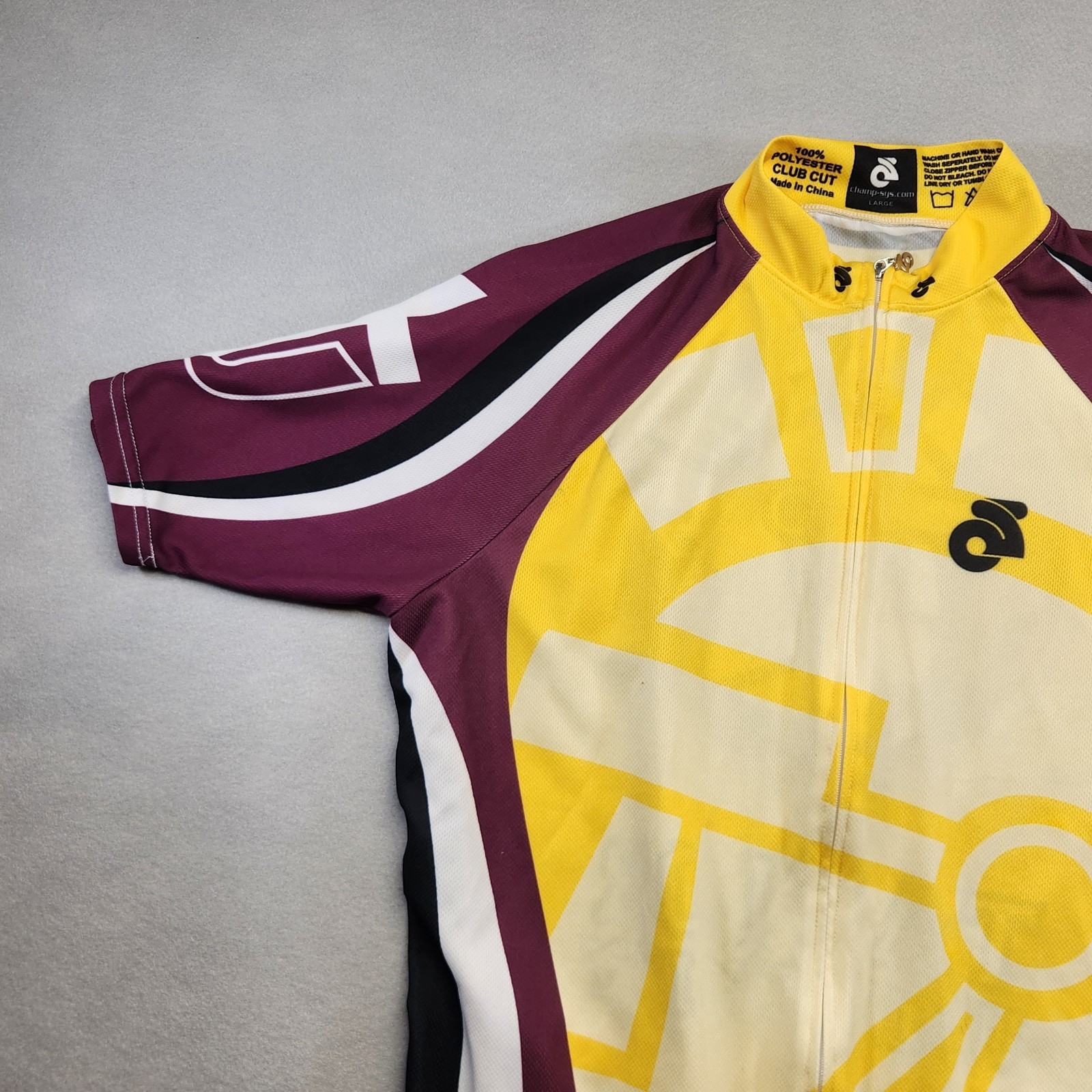 Taylor University Cycling Jersey Large Champ-Sys Full Zip Short Sleeve Yellow