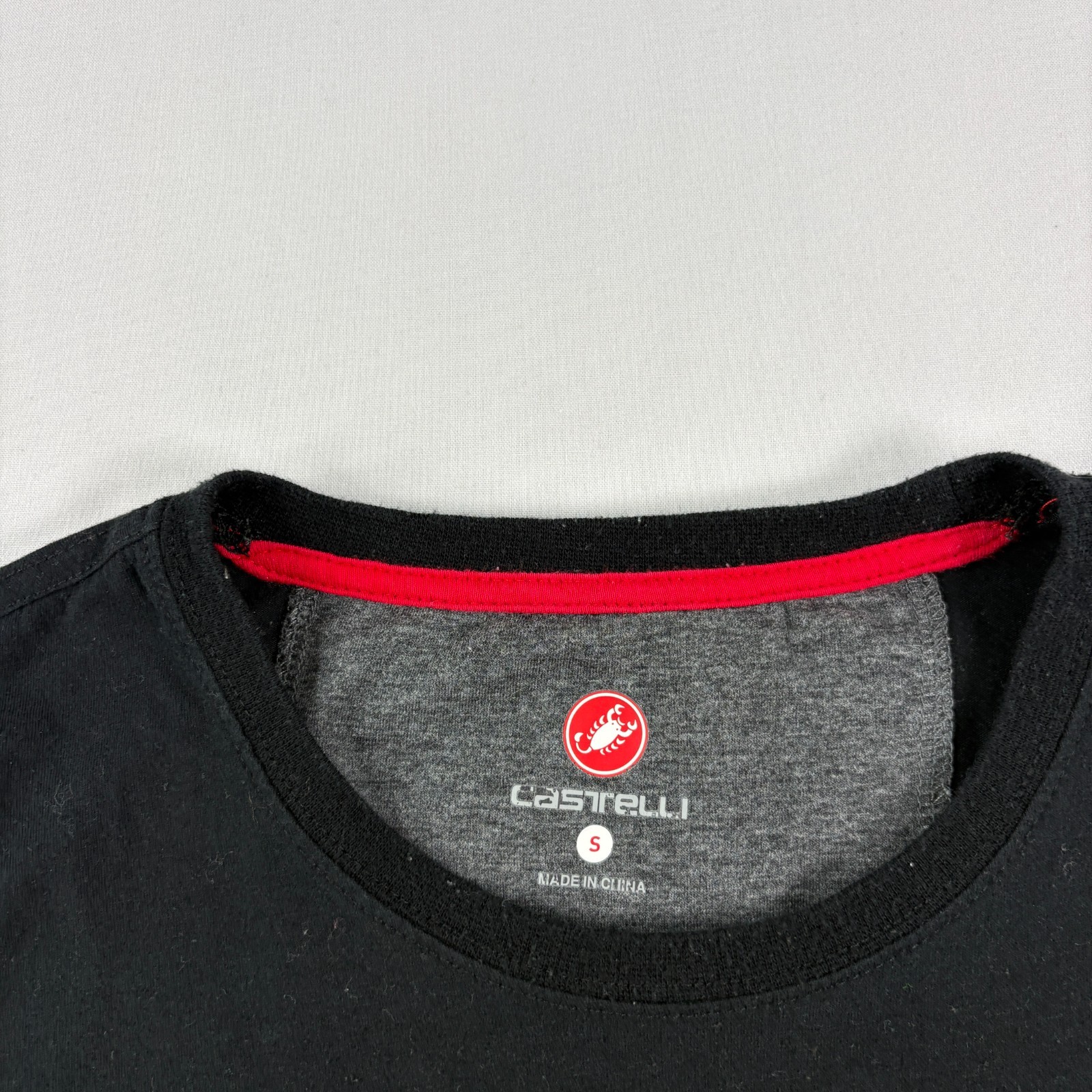 Castelli Cycling Shirt Mens Small Black Graphic Crew Neck Stretch Casual