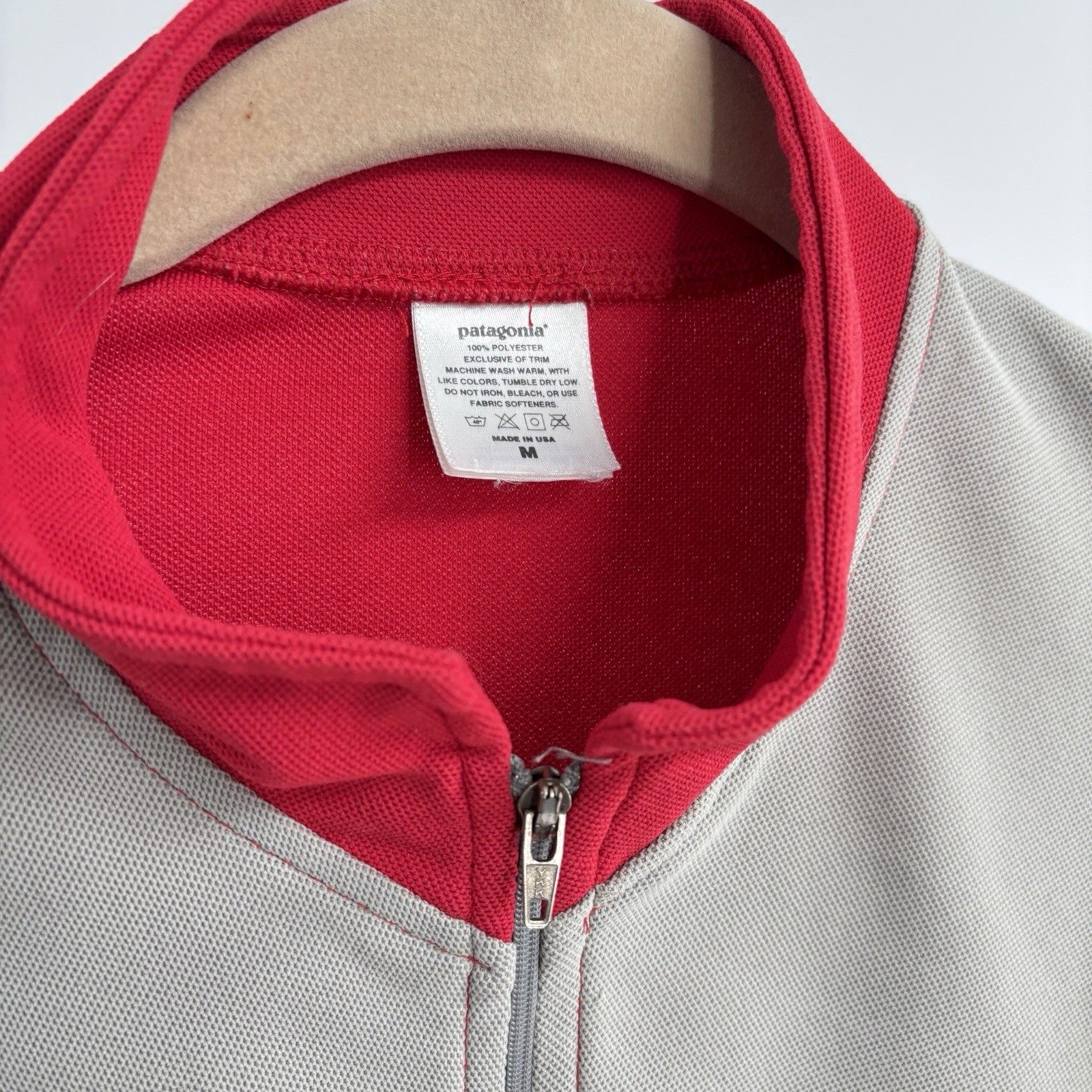 Vintage Patagonia Cycling Jersey Mens M 1/2 Zip Shirt Lightweight Red Made USA