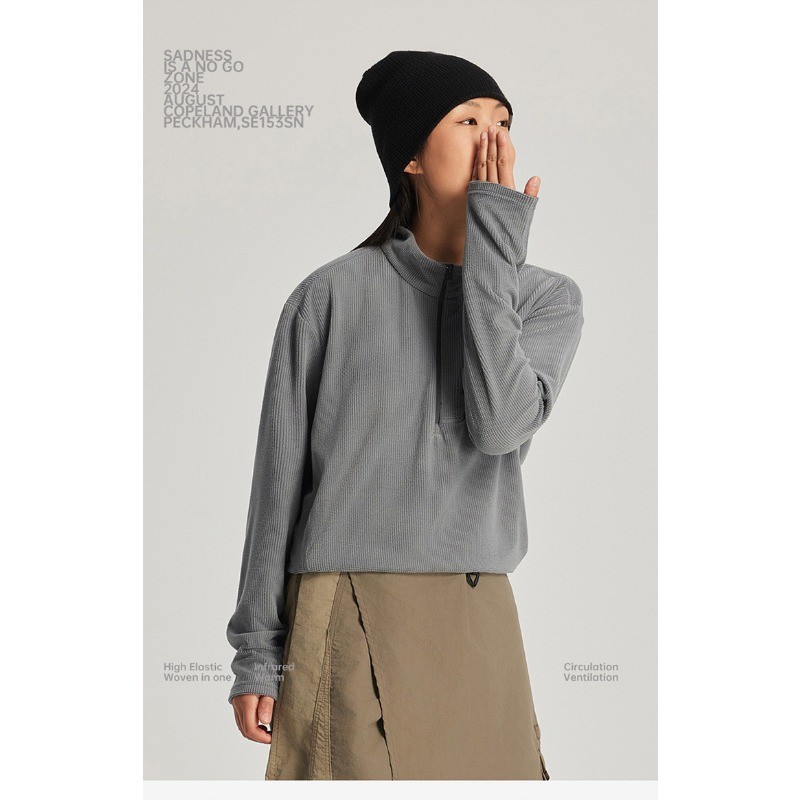 High Quality Solid Color Men’s Half Zip Sweatshirts Women’s Fleece Undershirts