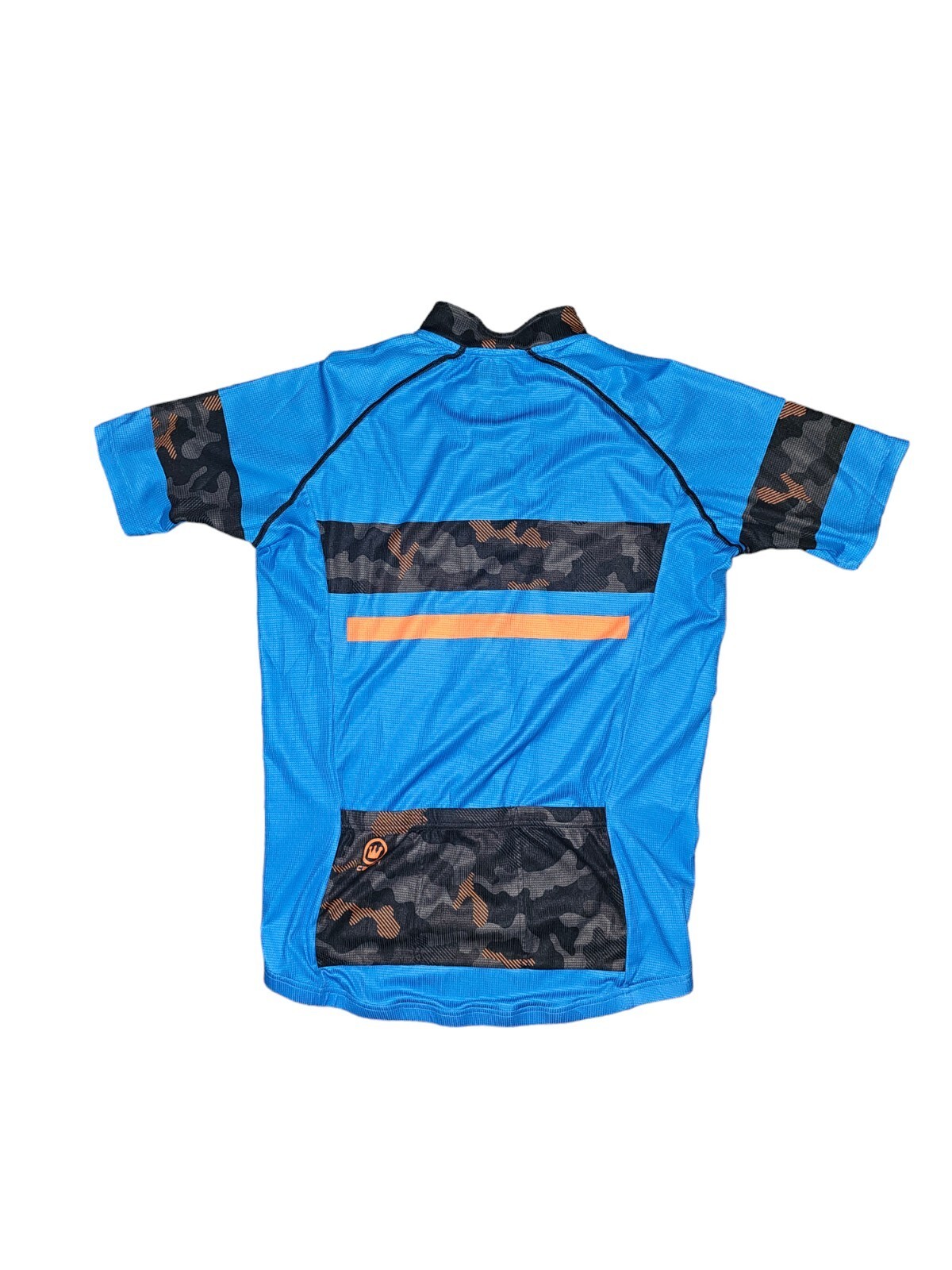 Canari Cyclewear Mens Size L Blue Black Short Sleeve Full Zip Mock Neck Shirt