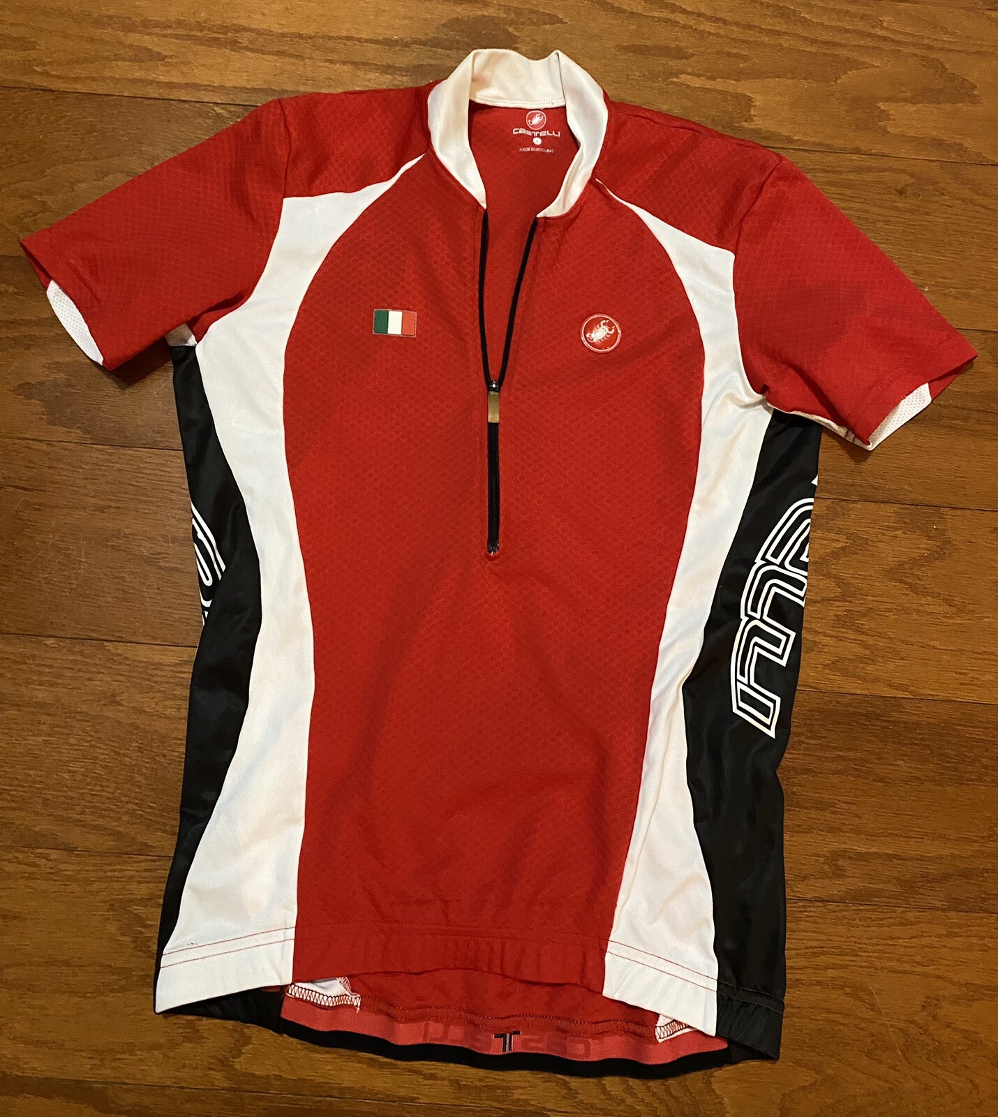 Castelli Cycling Jersey Shirt Adult Large Red 100% Polyester Pockets Italy