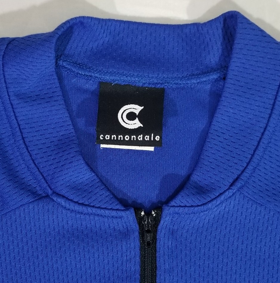 Cannondale Solid Blue 3/4 Zip Cycling Jersey Short Sleeve Shirt Men’s Size Large