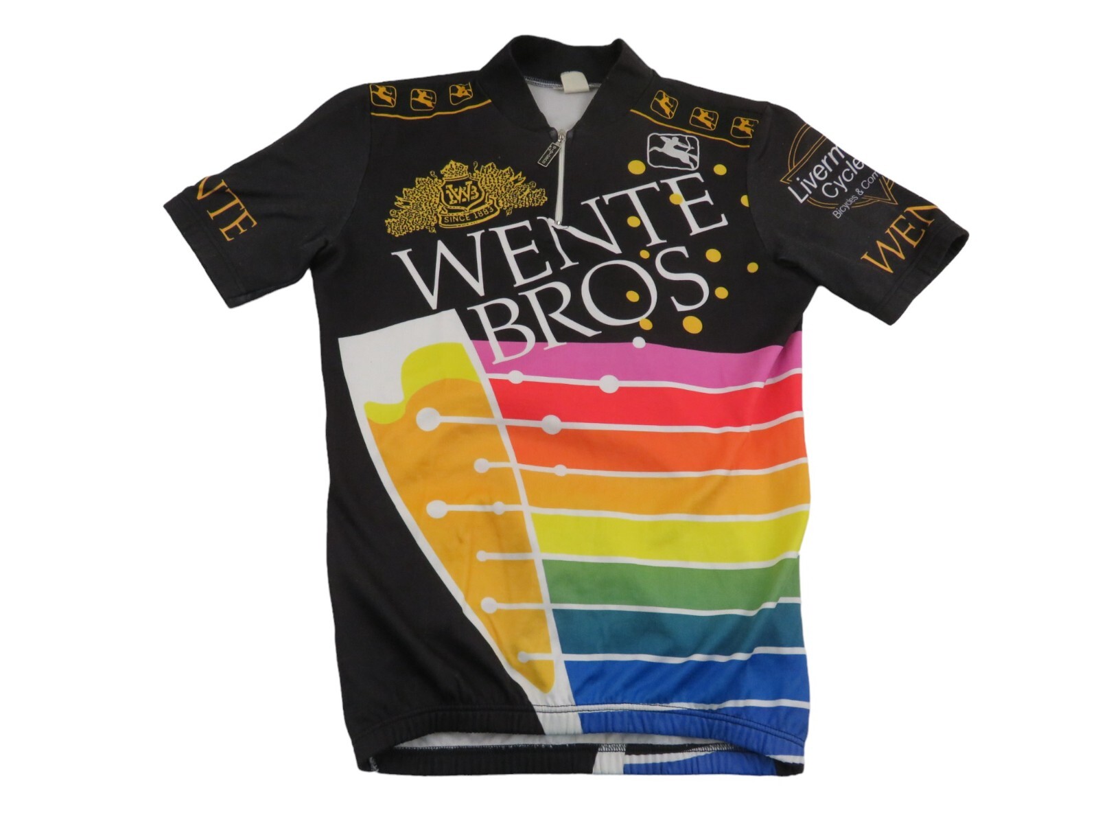 Vintage 80s 90s Giordana Wente Bros Rainbow Pro Cycling Bike Jersey Mens 3 Small