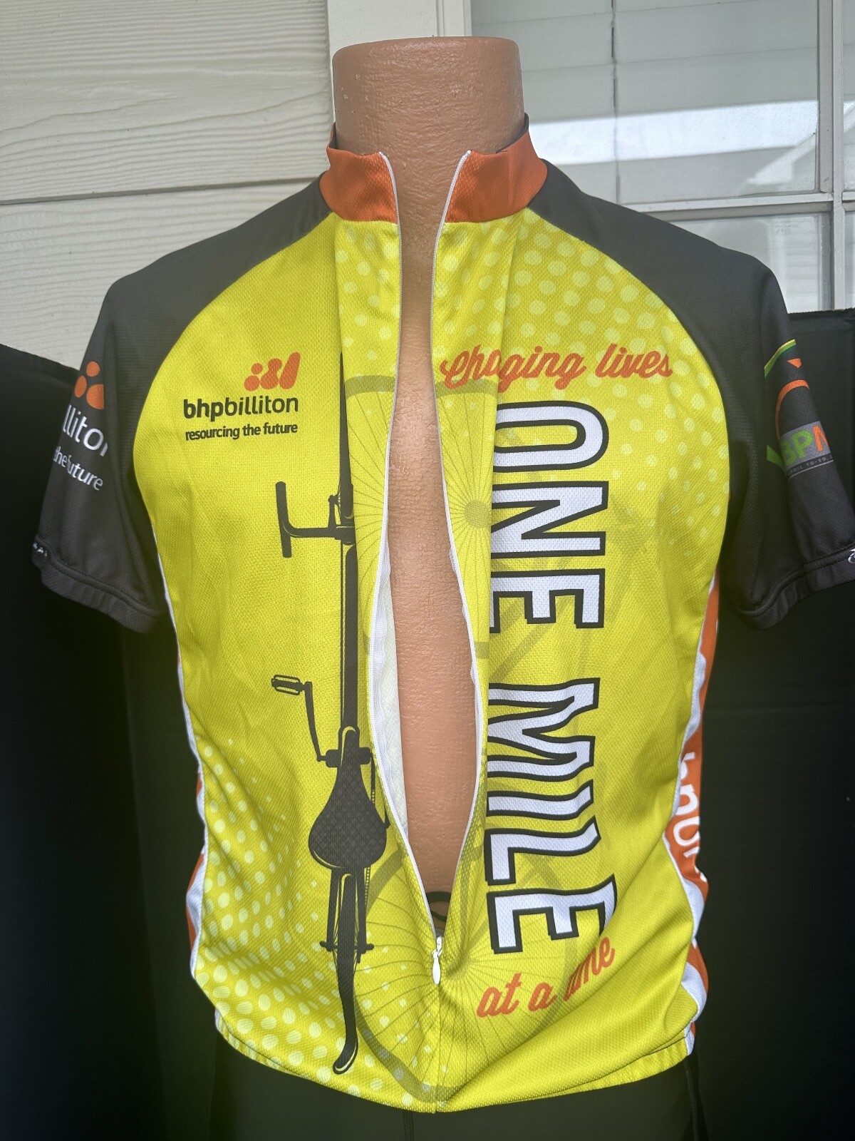 Primal Mens Large Short Sleeve Cycling Jersery “One Mile at a Time ” MS 150 2015