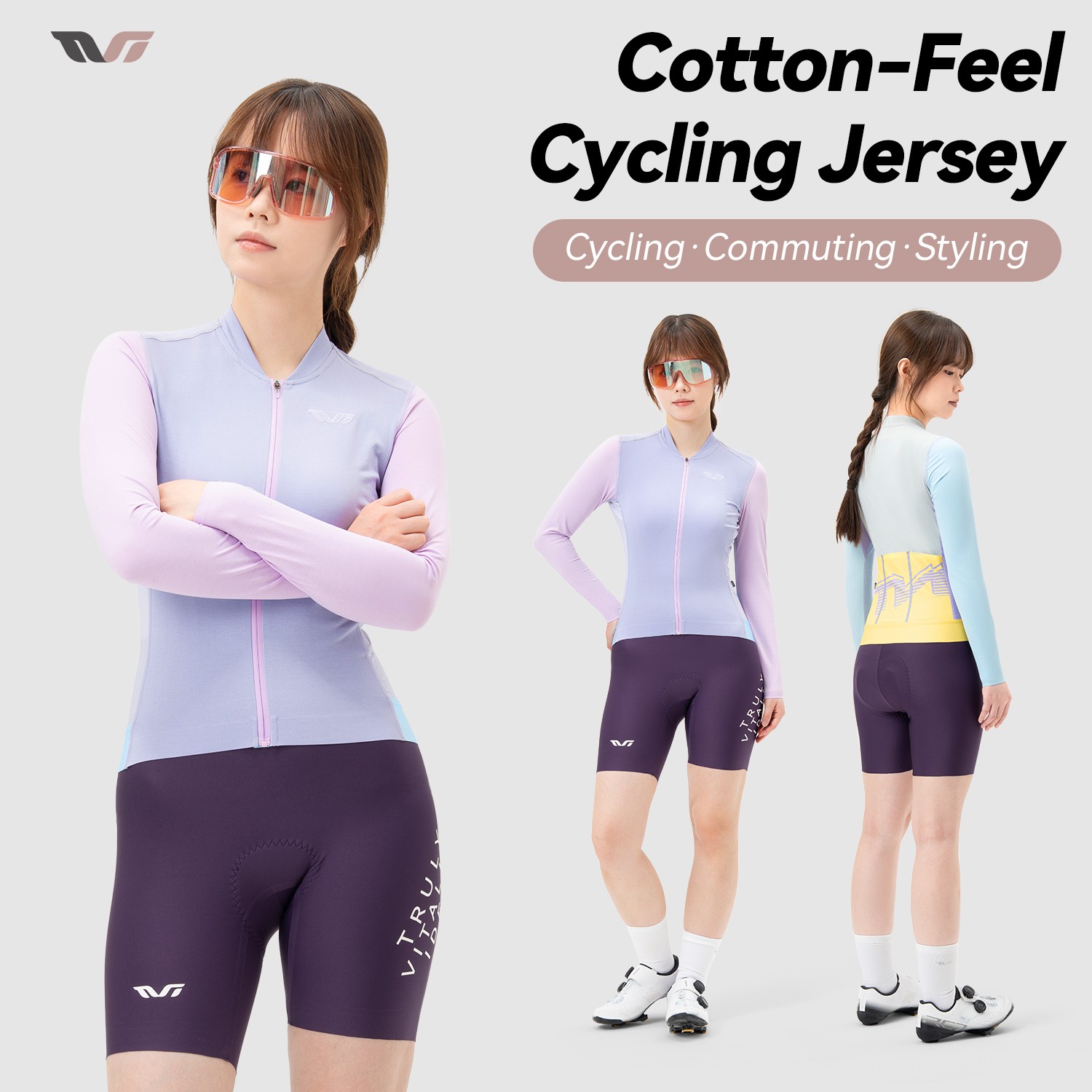 ROCKBROS TVI Women’s Cycling Jersey Cotton-Feel Long-Sleeve Bicycle Shirts Tops