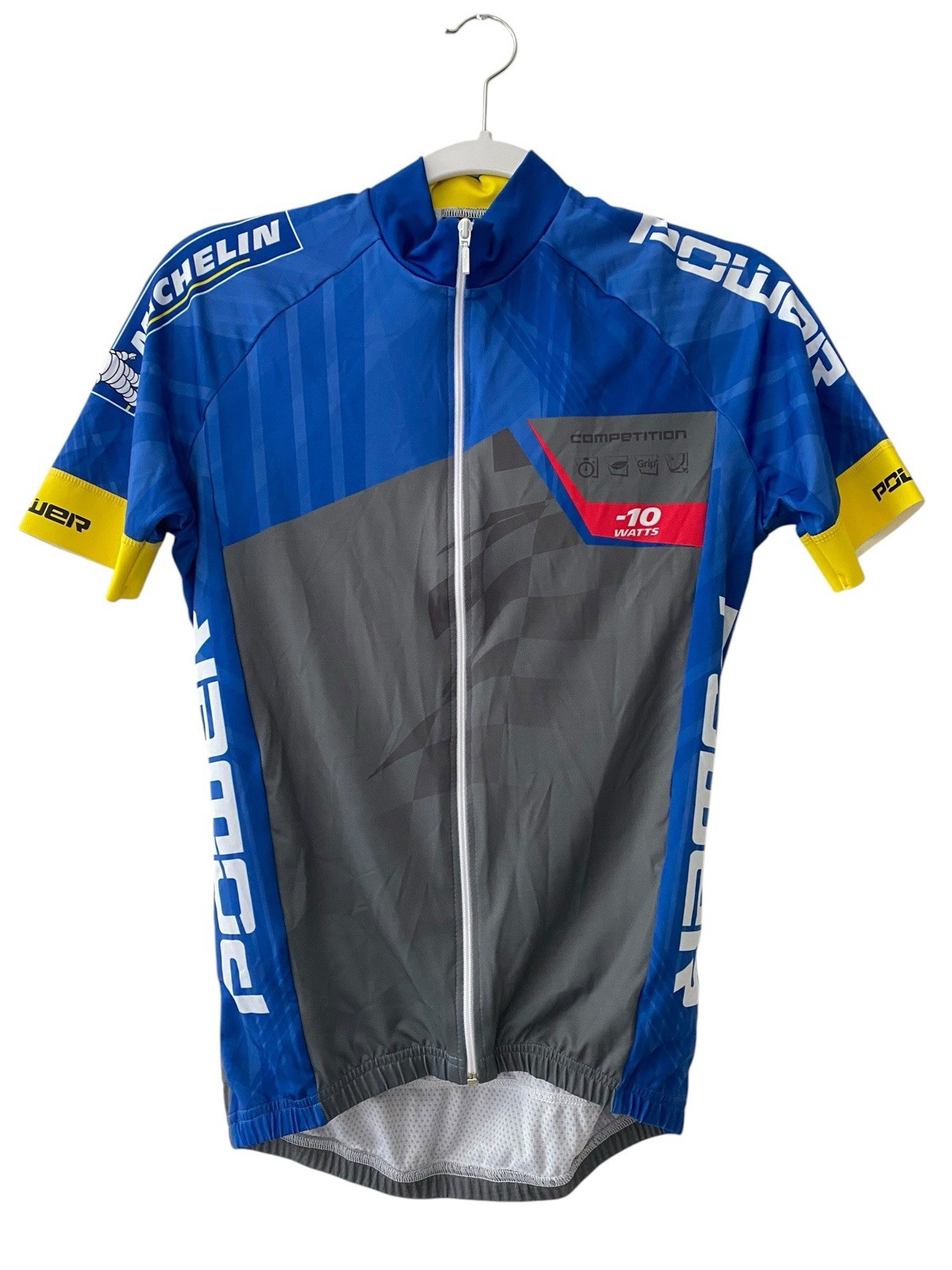 Goodicom Cycling Jersey Michelin Power Competition Mens Medium Blue Gray Yellow