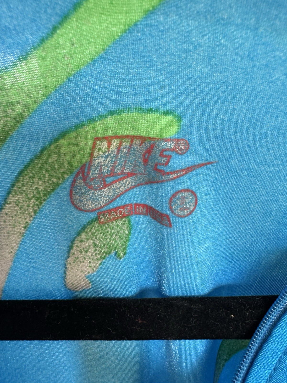 Vintage 90s Nike Cycling Jersey Large Blue Pink Green Abstract Biking Shirt USA