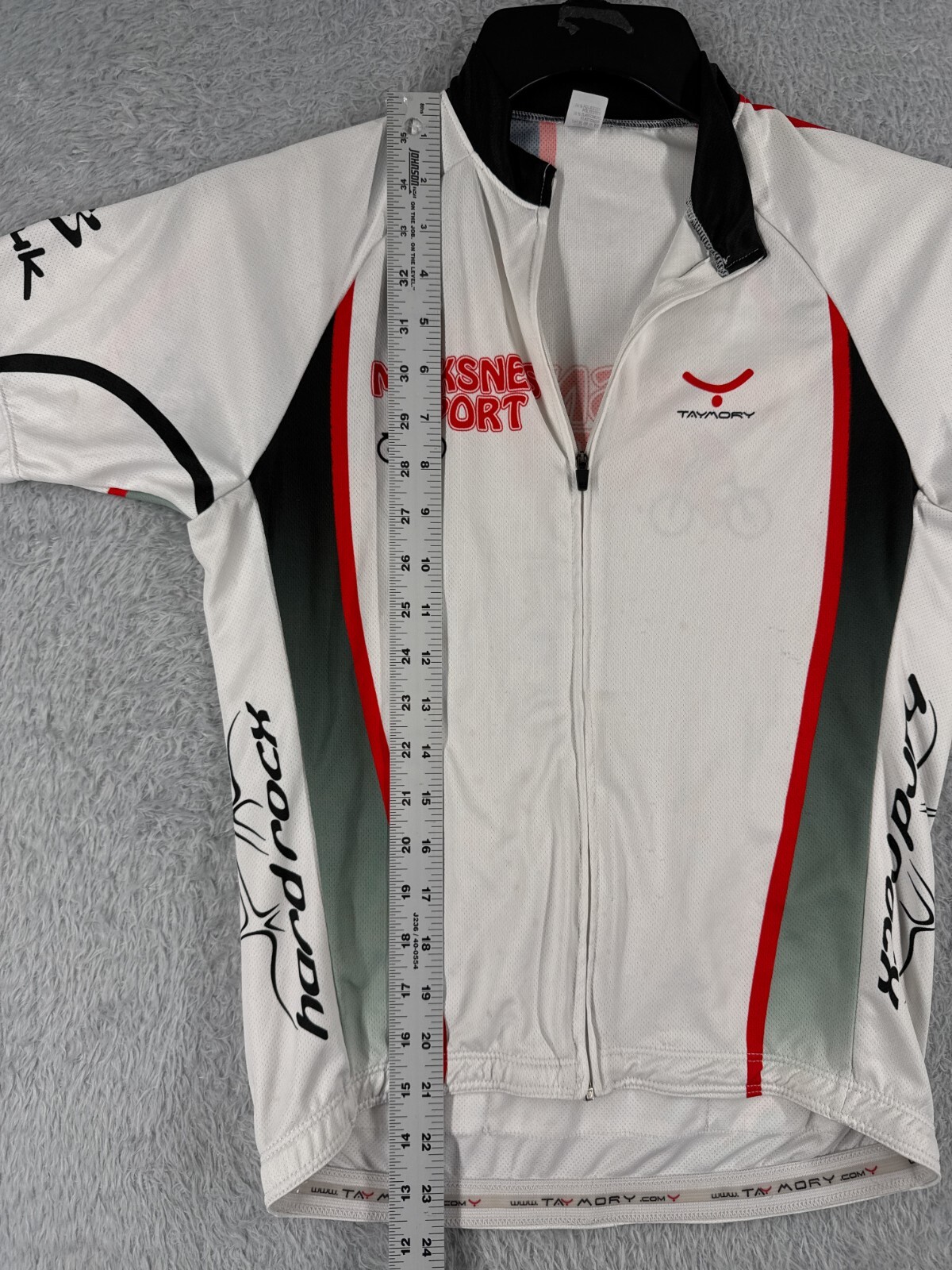 Taymor Cycling Jersey Adult Small White Full Zip Moksnes Sport Polyester