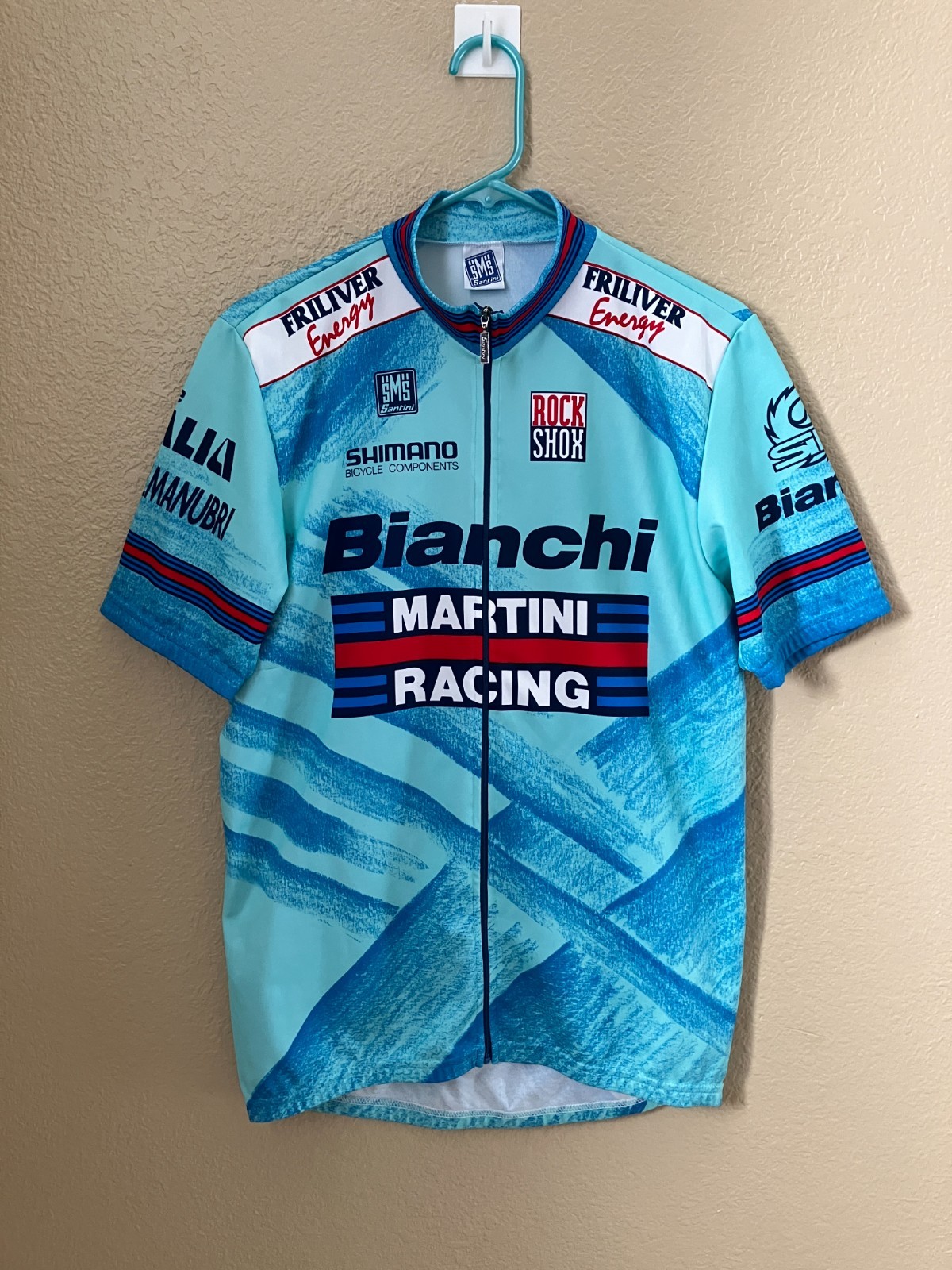 SMS Santini Bianchi Martini Racing Mens Cycling Jersey Italy Size XXL /US Large