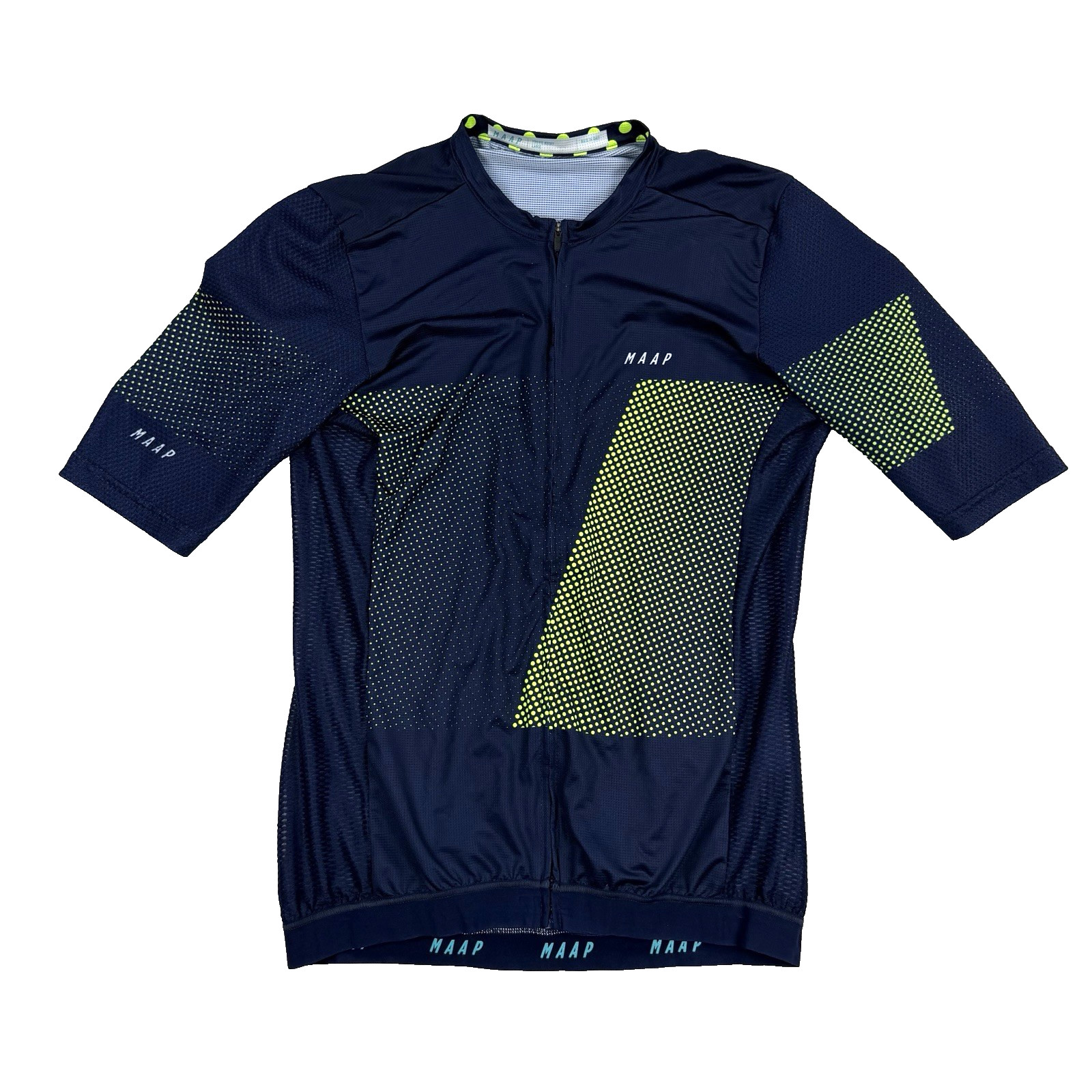 Womens Maap Pro Fit Cycling Jersey Full Zip Navy Blue Green Sz Large Outdoor