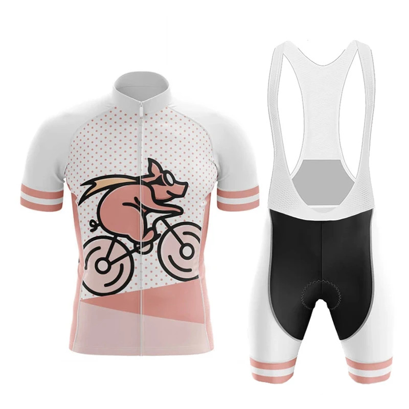 Cartoon Pink Pig Cycling Jersey Set 2022 Summer Bicycle Cycling Clothing MTB Bik