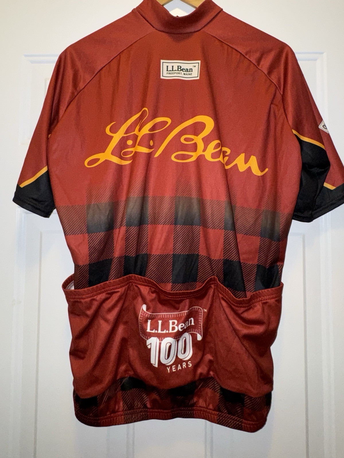 L.L.Bean 100 Years Cycling Jersey Voler USA Mens XL Club Full Zip Buffalo Plaid