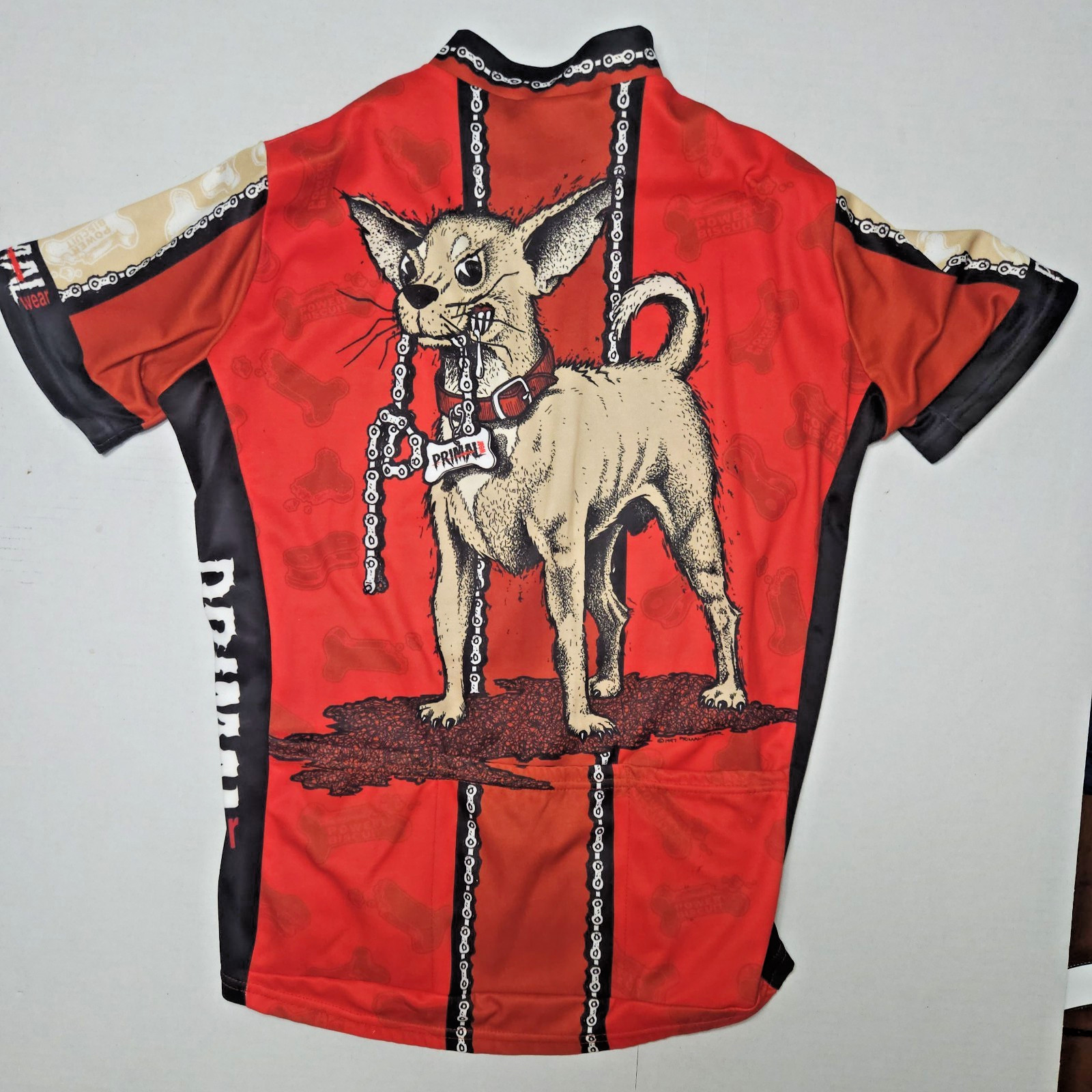 Vintage Primal Dog Red Cycling Jersey Size Medium Made in USA PLS RD DESCRIPTION
