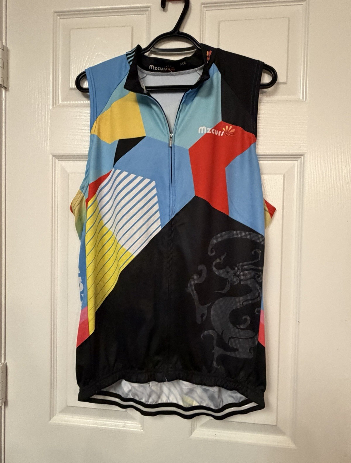 Mzcurse Cycling Jersey Full Zip Sleeveless Mock Neck Multicolor Graphic XXXL