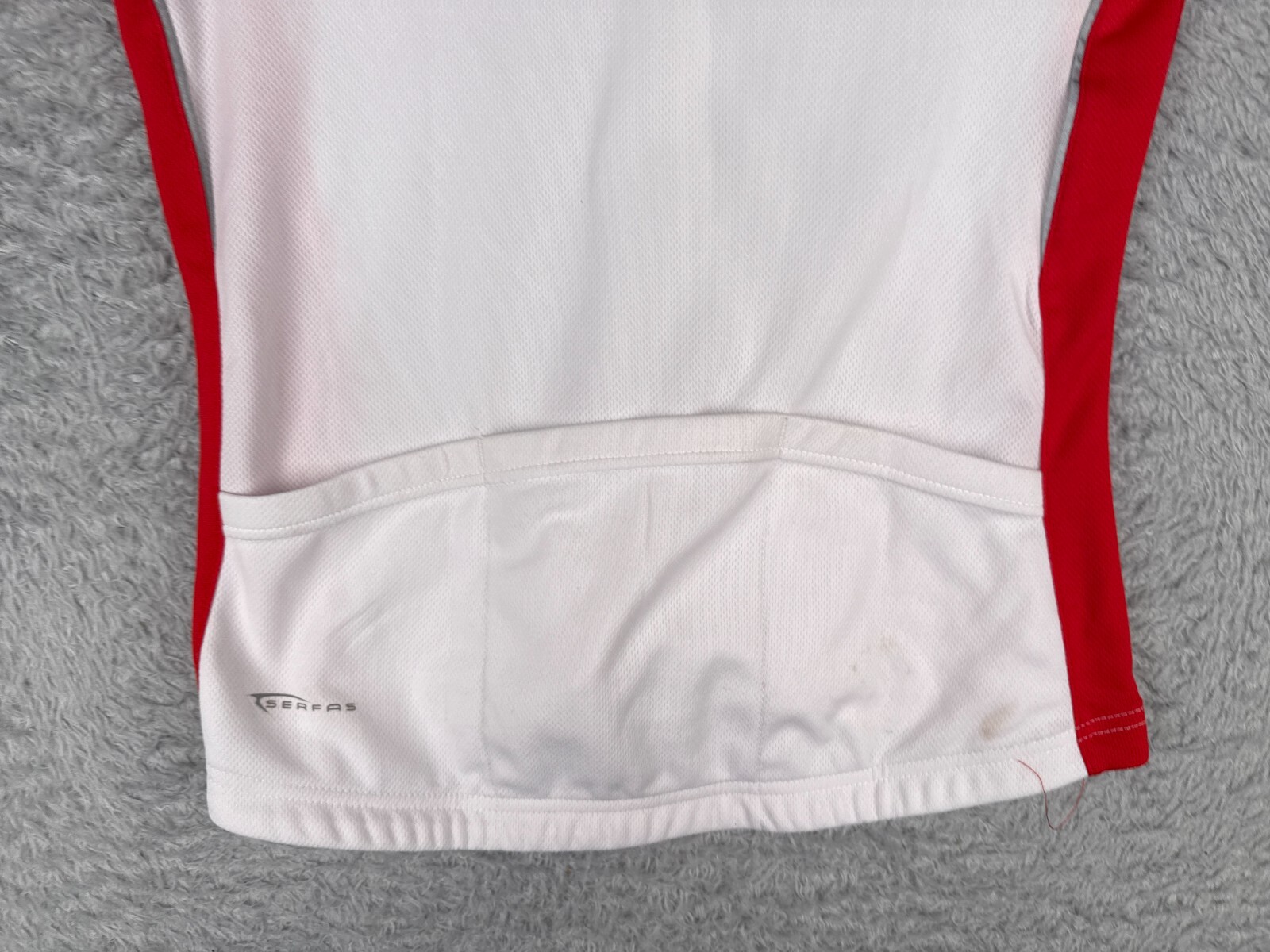 Serfas Cycling Jersey Womens Medium Red White 1/2 Zip Polyester Mesh Pockets