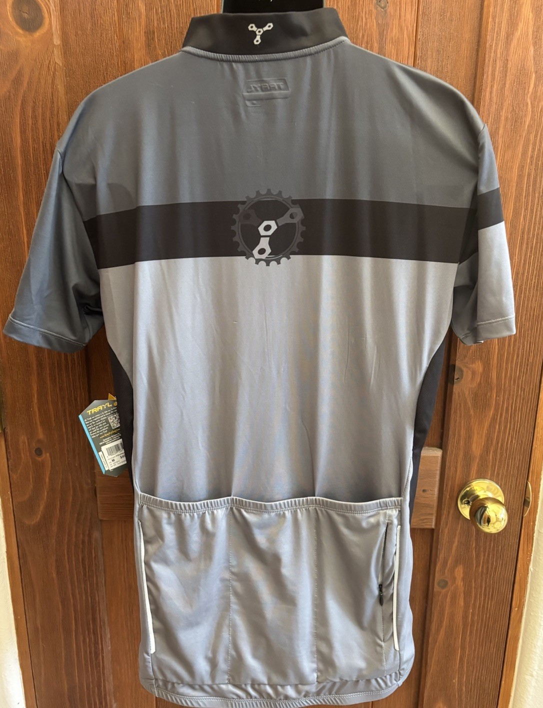 Trayl Bike Wear Cycling Men’s Jersey Size M Black Stripe Gray 1/2 Zip