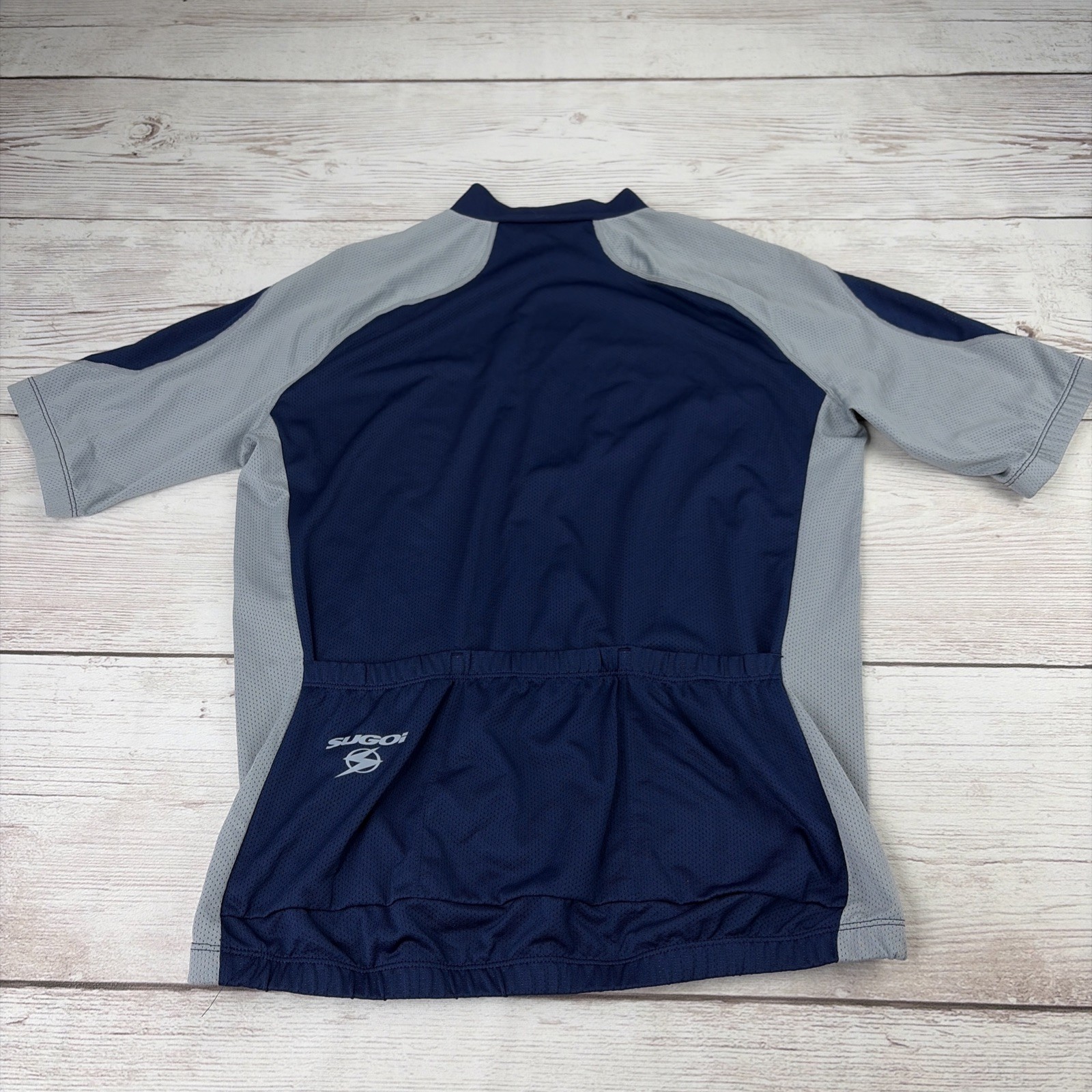 Sugoi Men’s L Cycling Jersey Short Sleeve Mock Neck 1/2 Zip Navy Gray Top Shirt