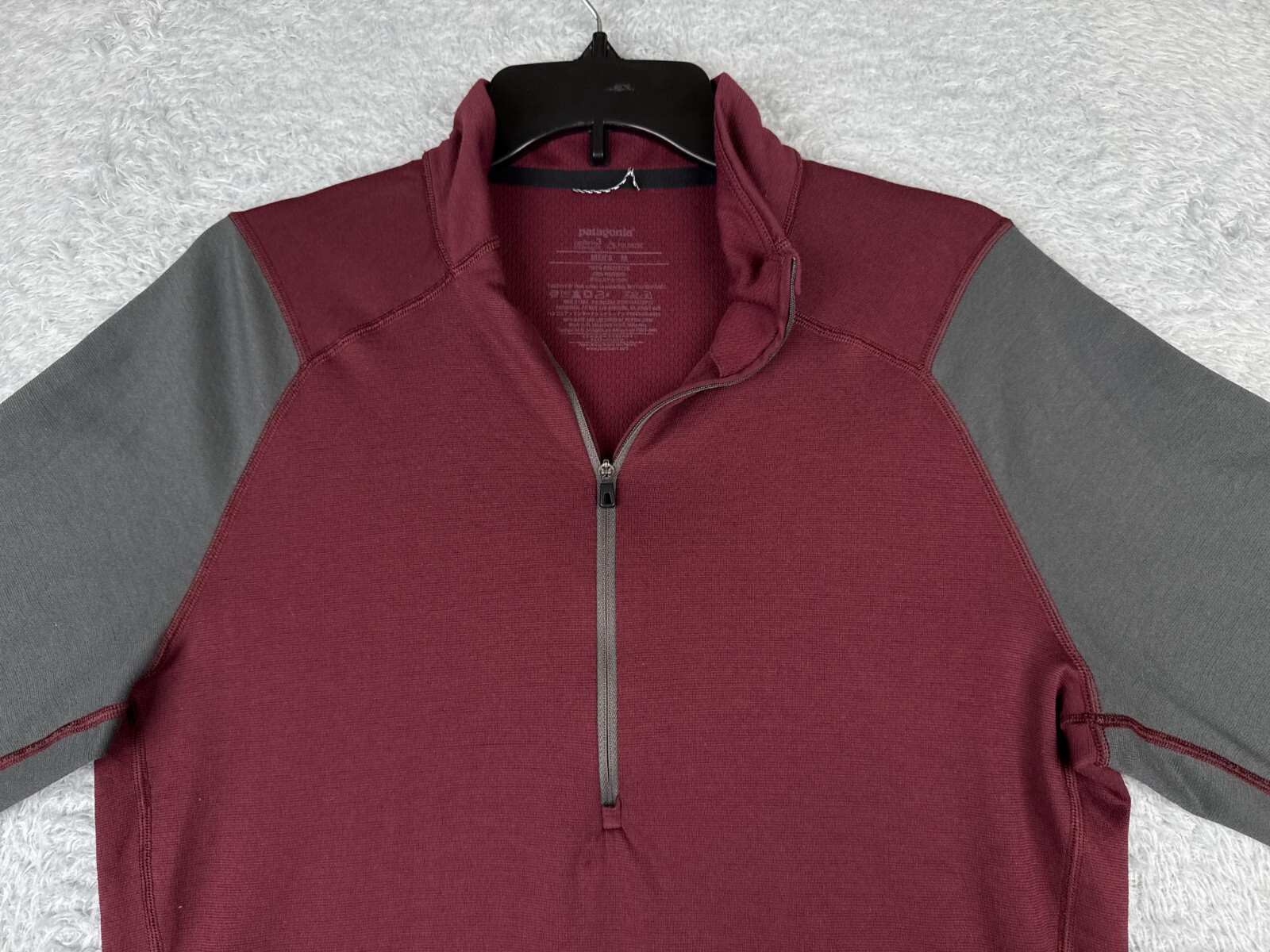 Patagonia Cycling Jersey Men Medium Red Gray Capiline 3 Polartec 1/4 Zip Poly