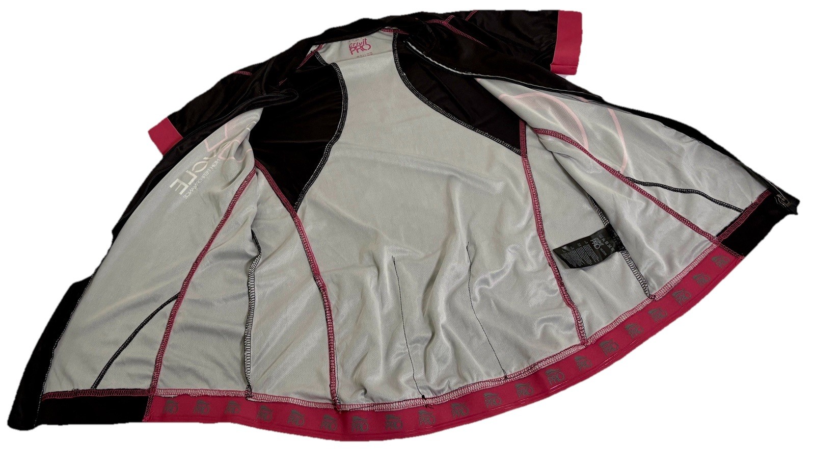 Crivit Pro Women Cycling Jersey Black Pink BIking Sz L Active Pockets Full Zip