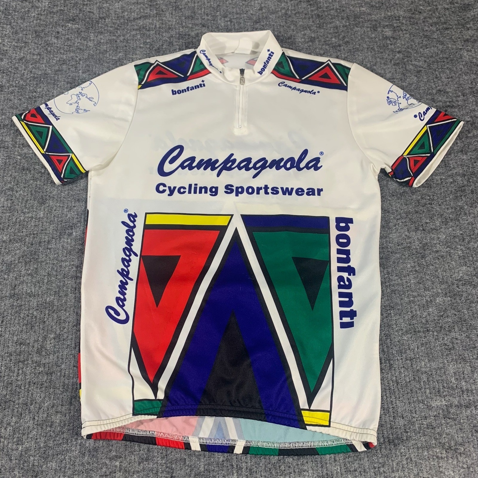 VTG Campagnola Jersey Mens 2XL White Multi Color Cycling Sportswear Retro 90s