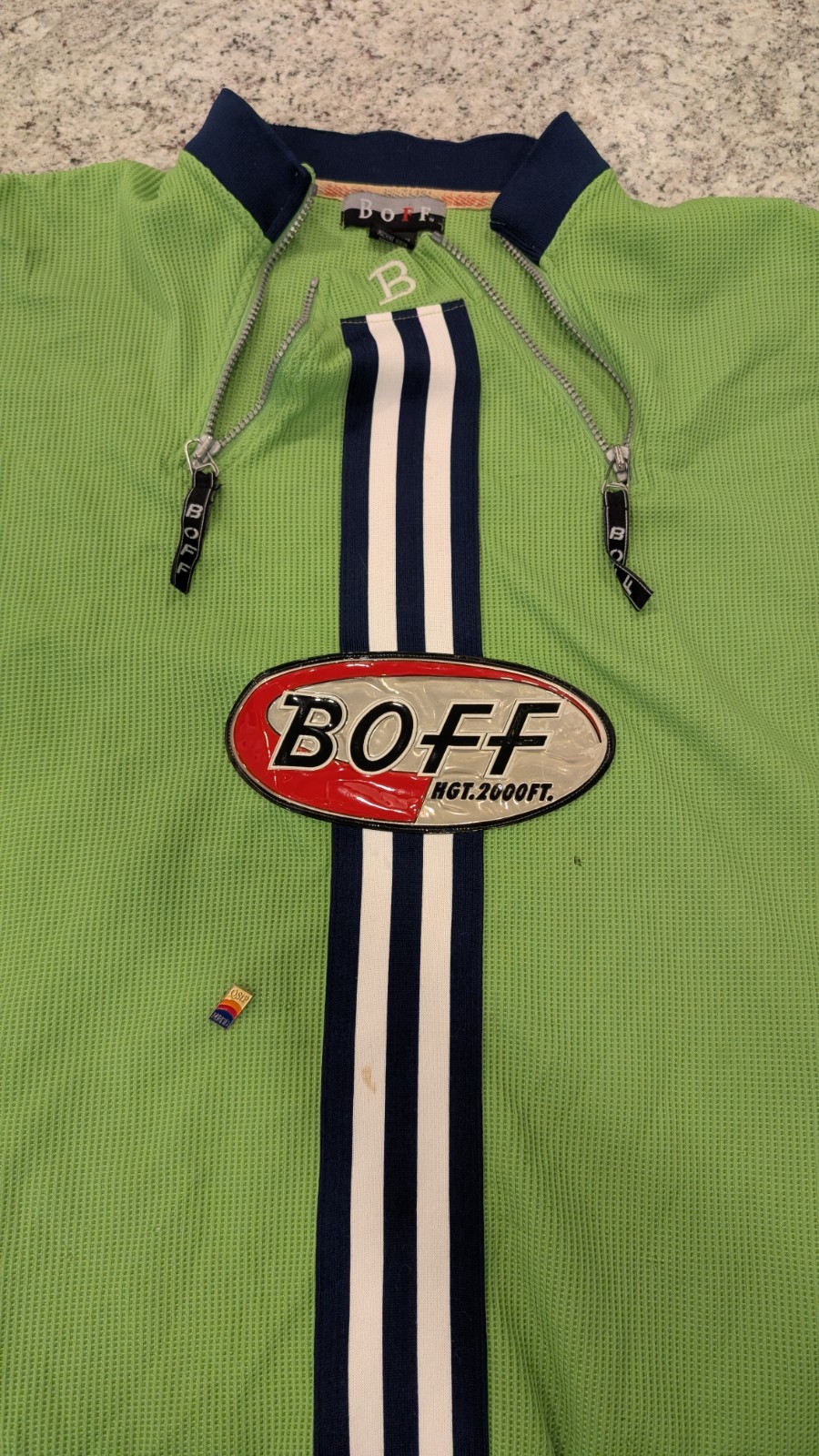 BOFF Men’s XL Cycling Jersey Polo 1/2 Zip Mesh Striped Collared Green